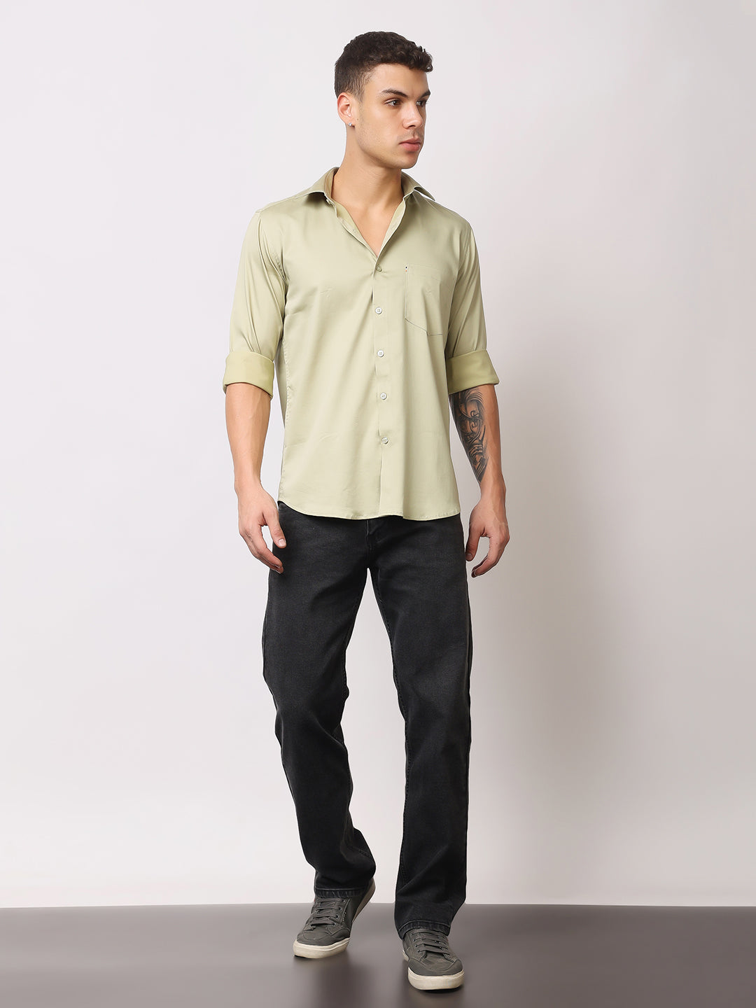 Stylox Men's Full Sleeve Solid Partywear Casual Shirt – Premium Shine Finish Cotton Blend Regular Fit Shirt for Stylish Evening & Occasion Wear - Stylox
