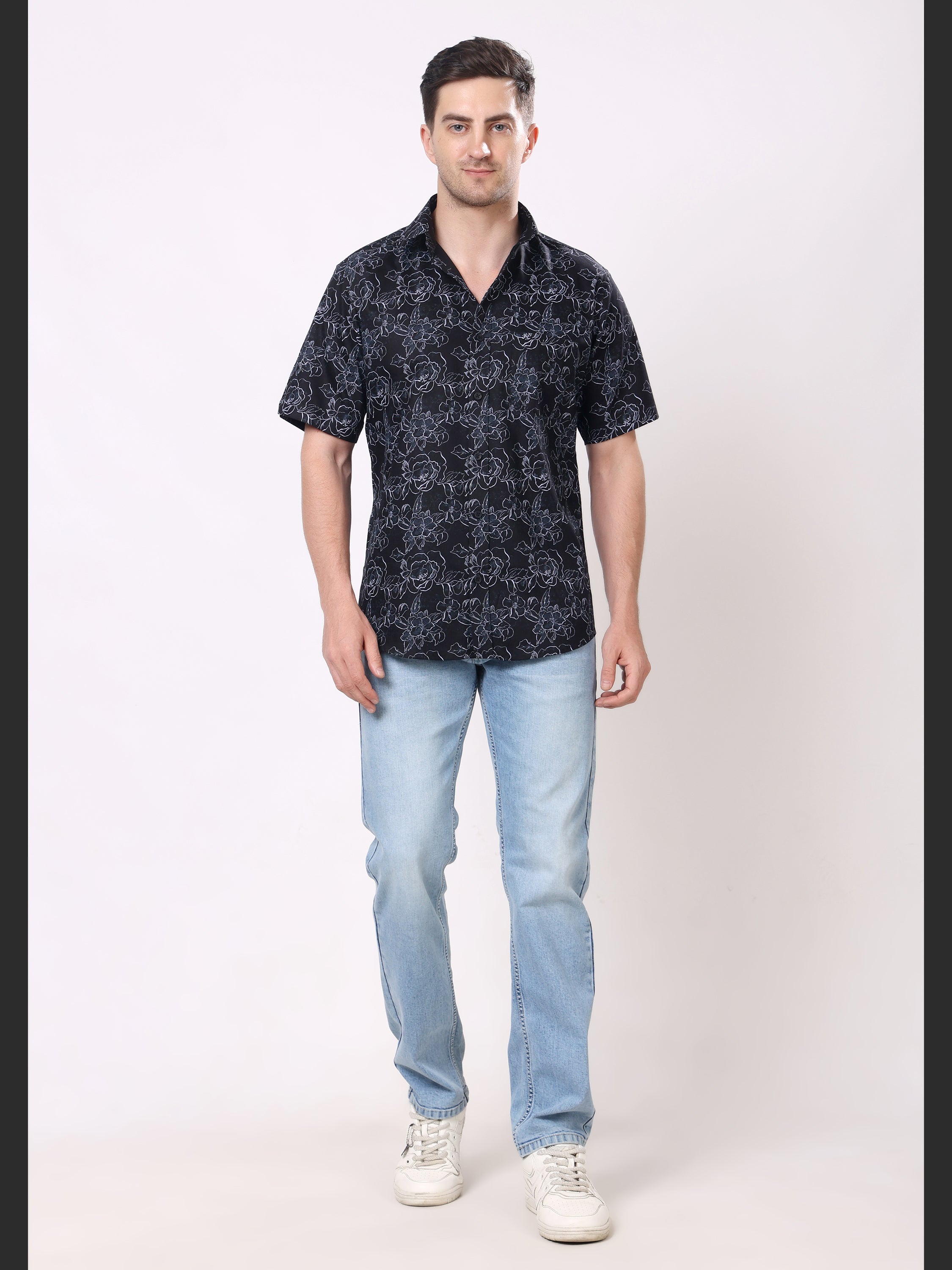 Stylox Men’s Regular Fit Half Sleeve Floral Printed Casual Stylish Party & Summer Shirt - Stylox