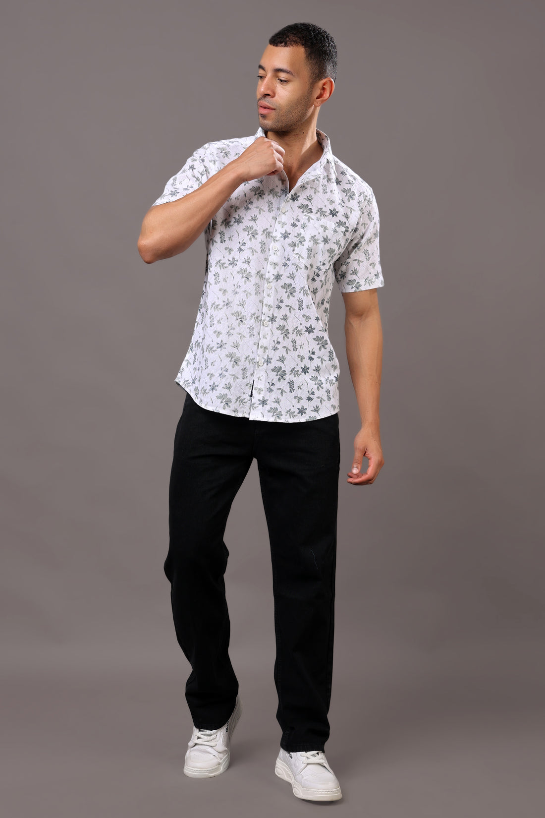 Stylox Half Sleeve Leaf Print Casual Shirt