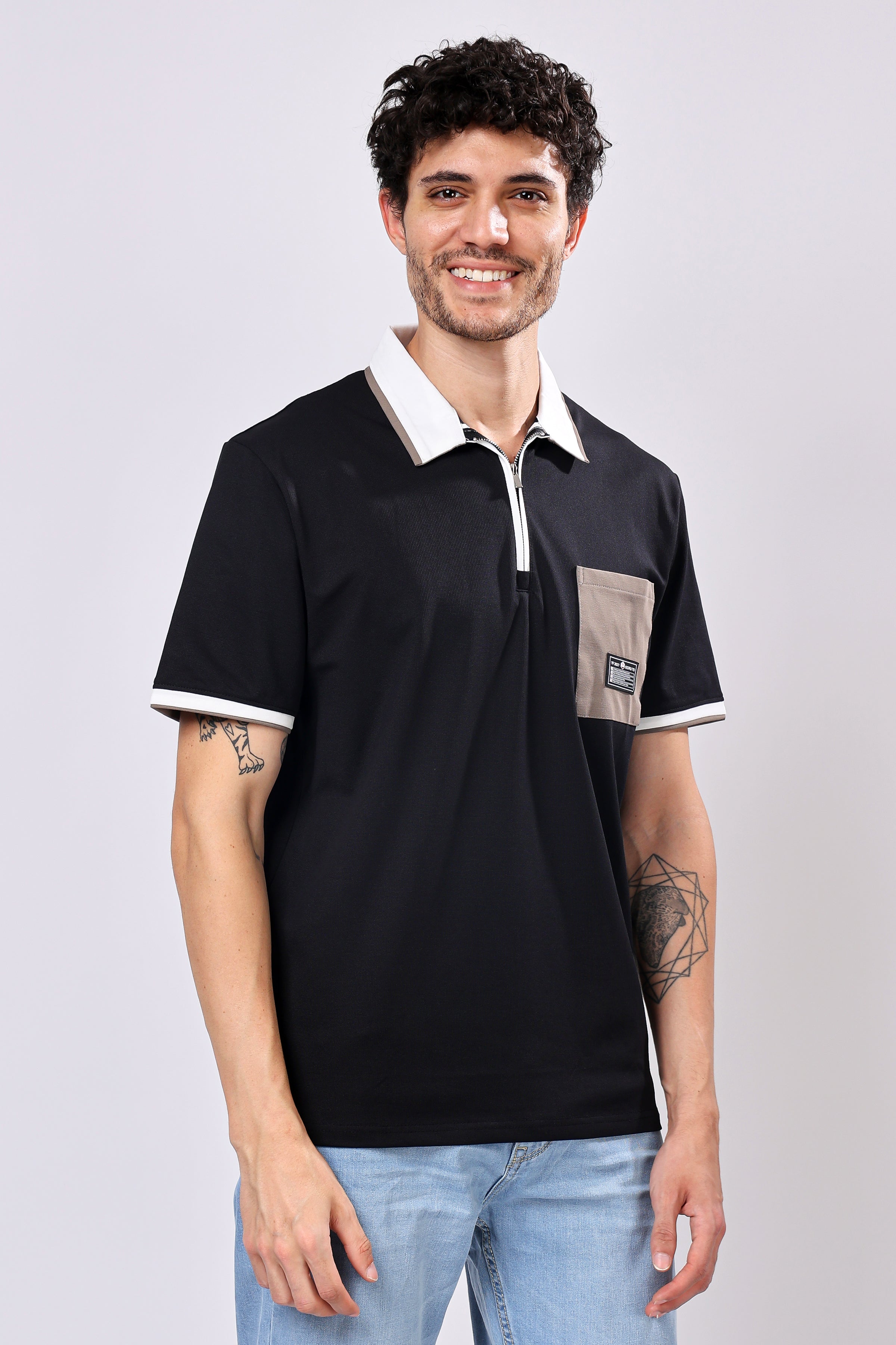 Stylox Men’s Polo Neck Solid T-Shirt with Single Pocket – Classic Style, Comfortable &amp; Smart Casual Wear