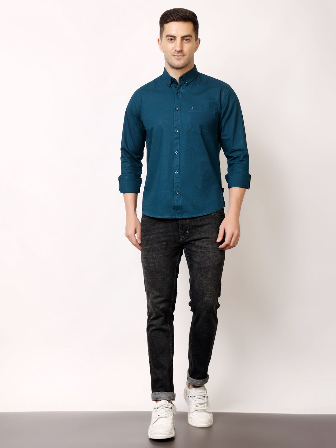 Stylox Men’s Premium Oxford Full Sleeve Solid Shirt | Casual &amp; Formal Wear | Soft Cotton Blend