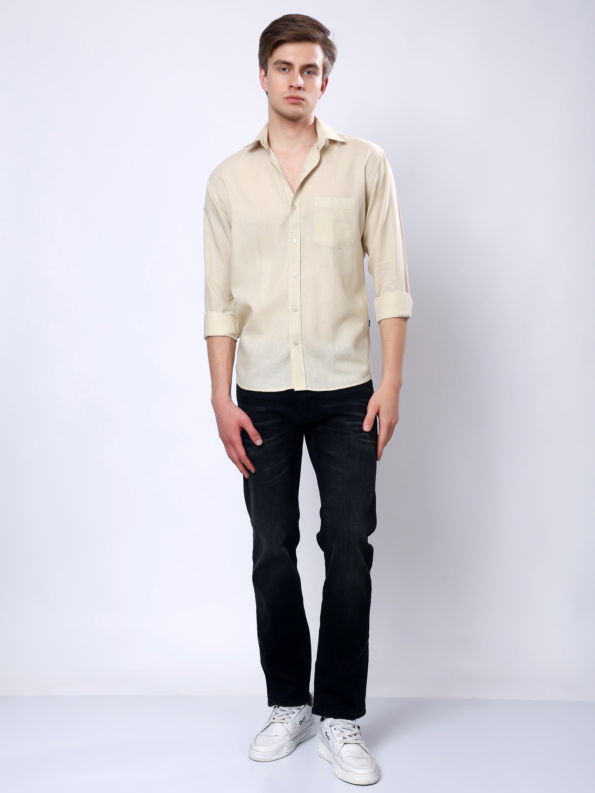 Stylox Men’s Regular Fit Full Sleeve Solid Casual Shirt - Stylox