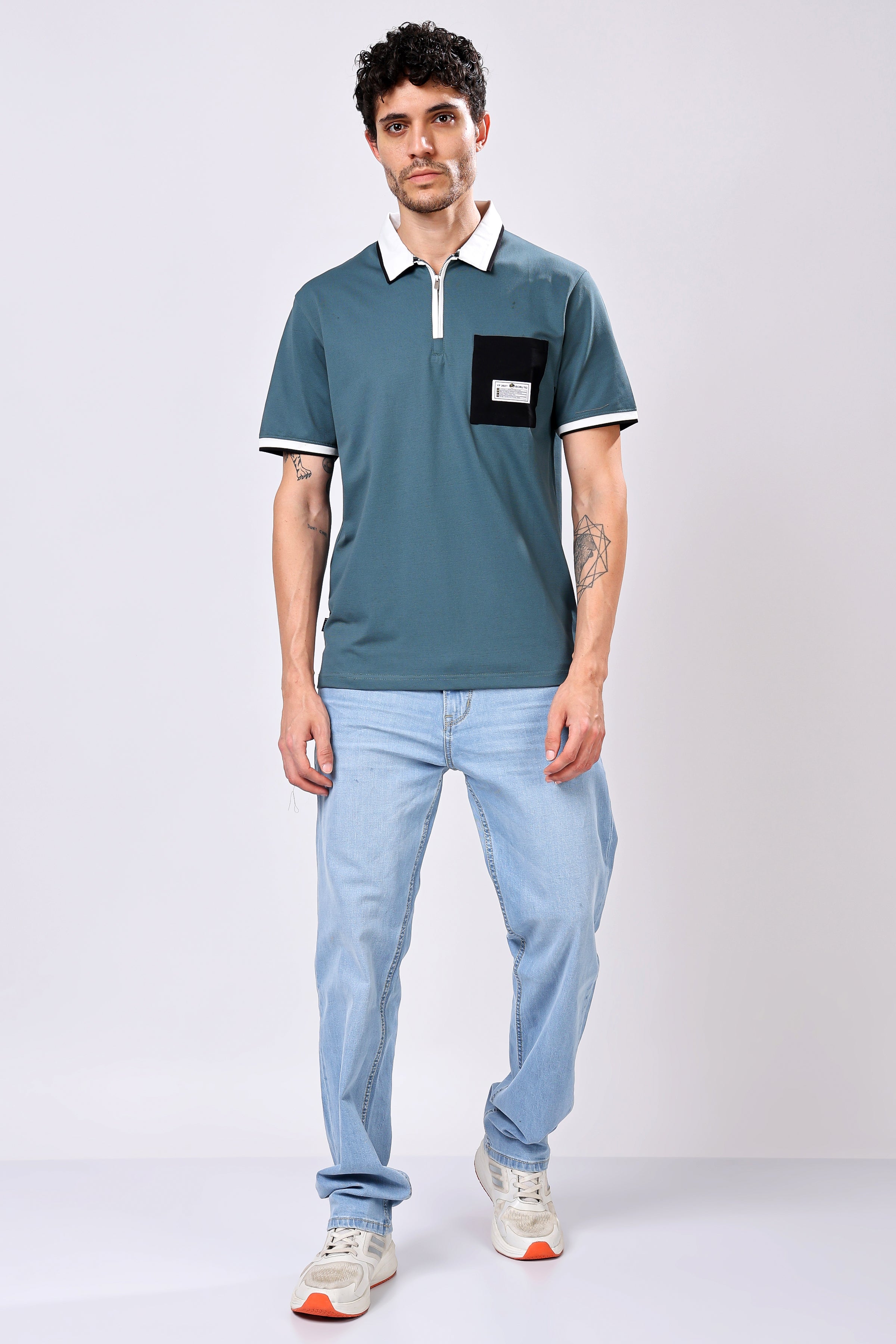 Stylox Men’s Polo Neck Solid T-Shirt with Single Pocket – Classic Style, Comfortable & Smart Casual Wear - Stylox