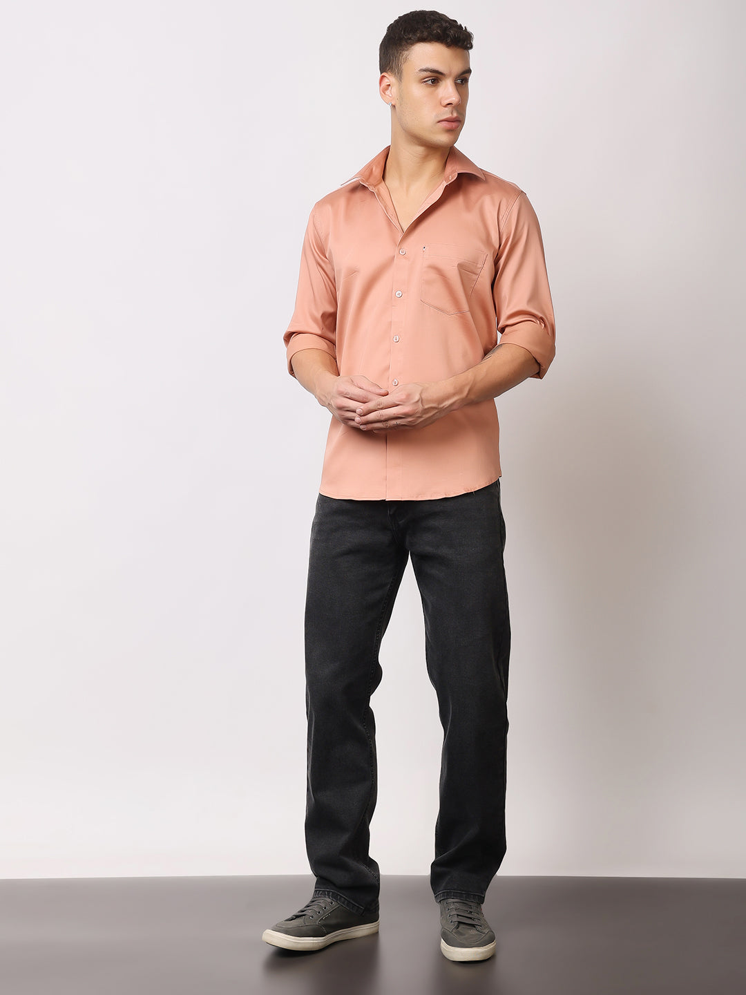 Stylox Men's Full Sleeve Solid Partywear Casual Shirt – Premium Shine Finish Cotton Blend Regular Fit Shirt for Stylish Evening & Occasion Wear - Stylox