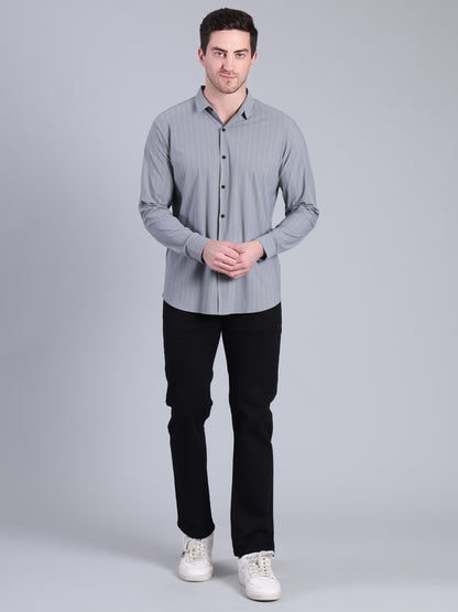 Stylox Men’s Striped Partywear Shirt | Slim Fit Full Sleeve Formal-Casual Shirt For Men