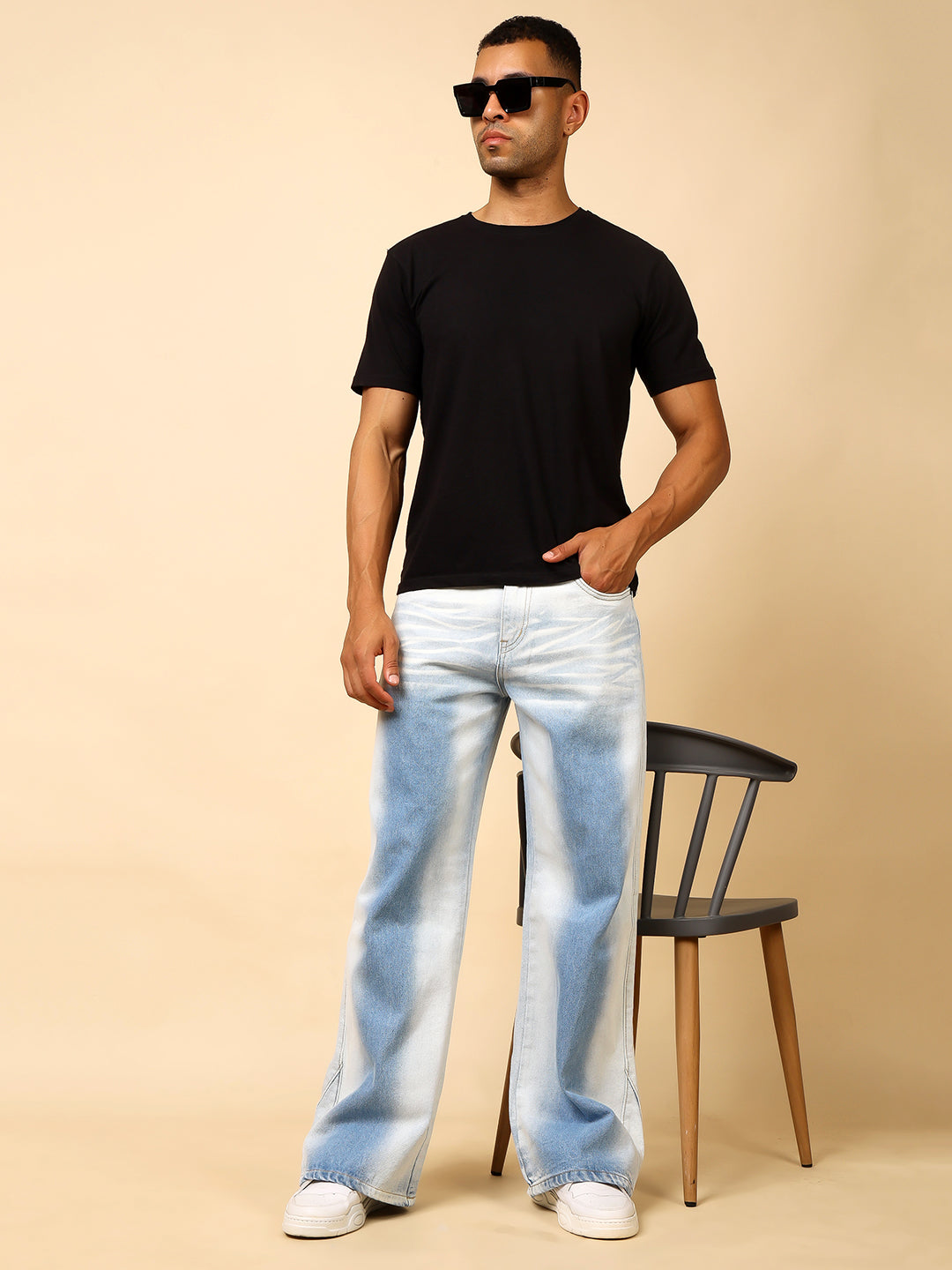 Stylox Men’s Baggy Fit Tie-Dye Washed Jeans | Relaxed Street Style Denim