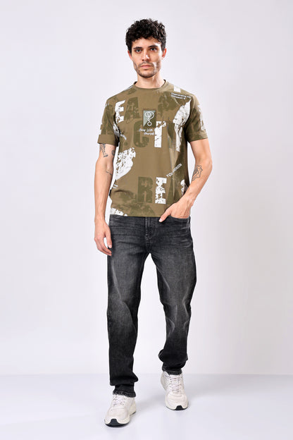 Stylox Men’s Regular Fit Round Neck Half Sleeve Printed T-Shirt | Casual Cotton Graphic Tee for Daily Wear