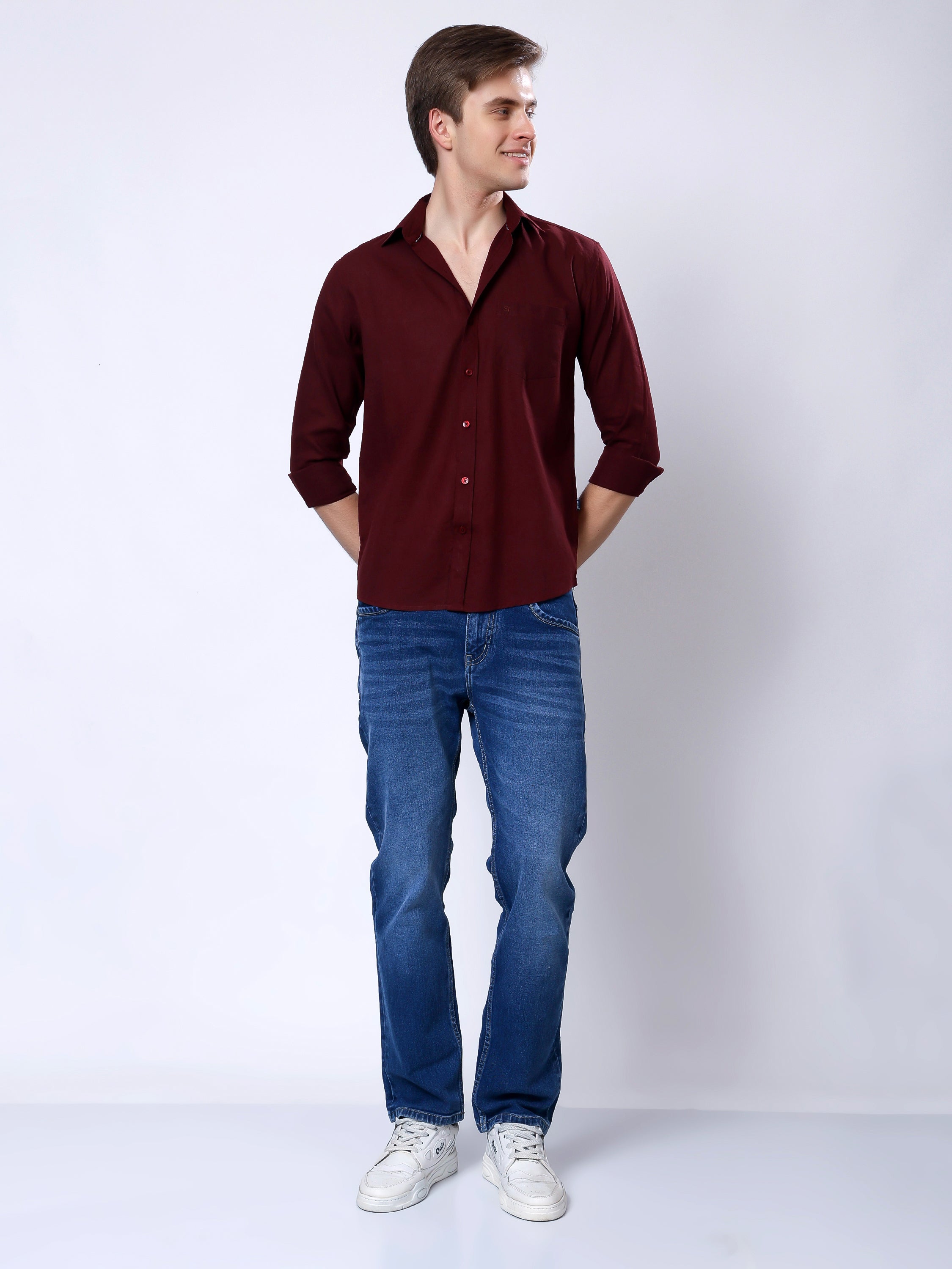 Stylox Men’s Regular Fit Full Sleeve Solid Casual Shirt - Stylox
