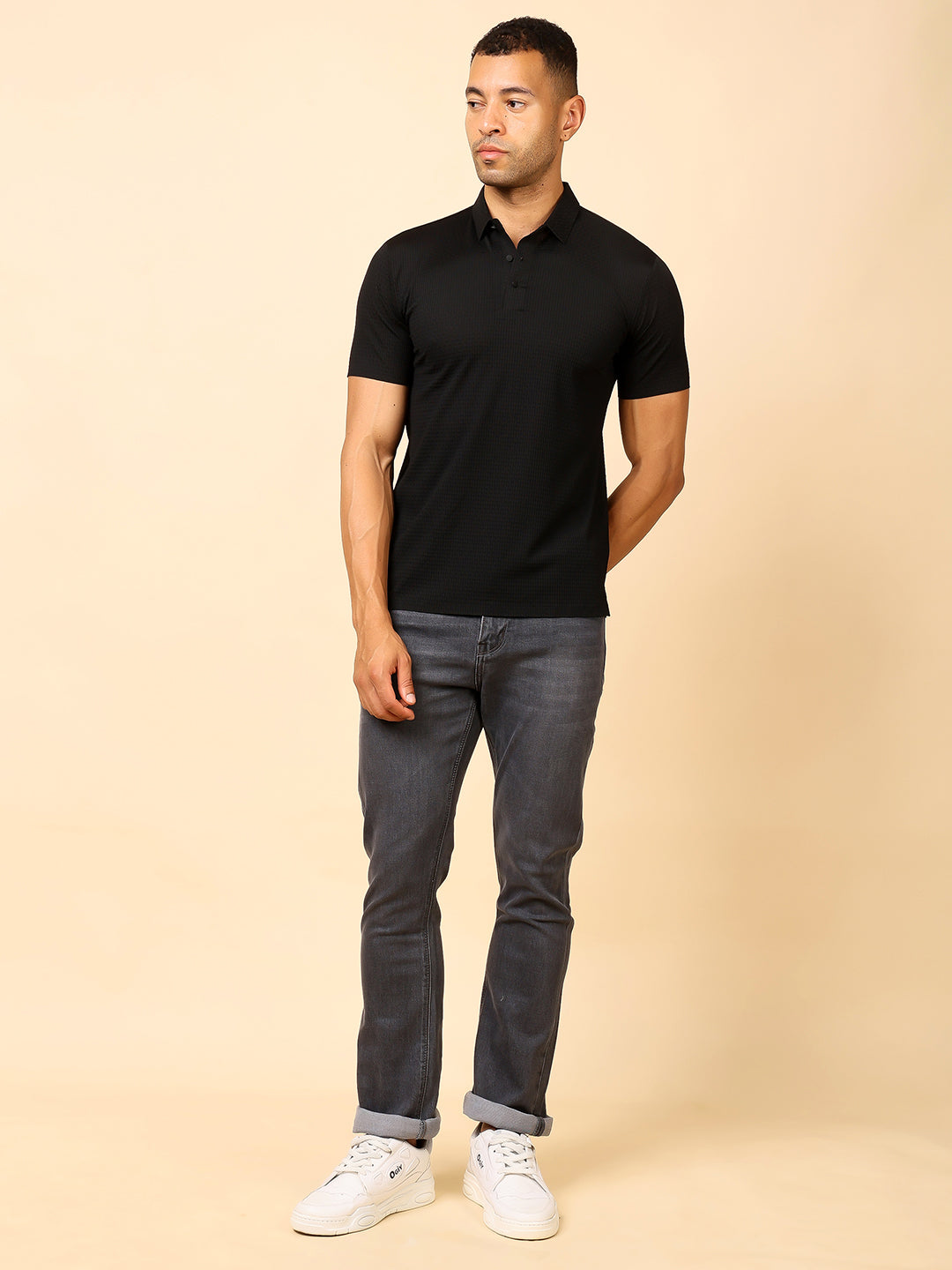 Stylox Premium Stretchable Nylon-Spandex Solid Polo T-Shirt – Sleek Comfort & Performance - Stylox