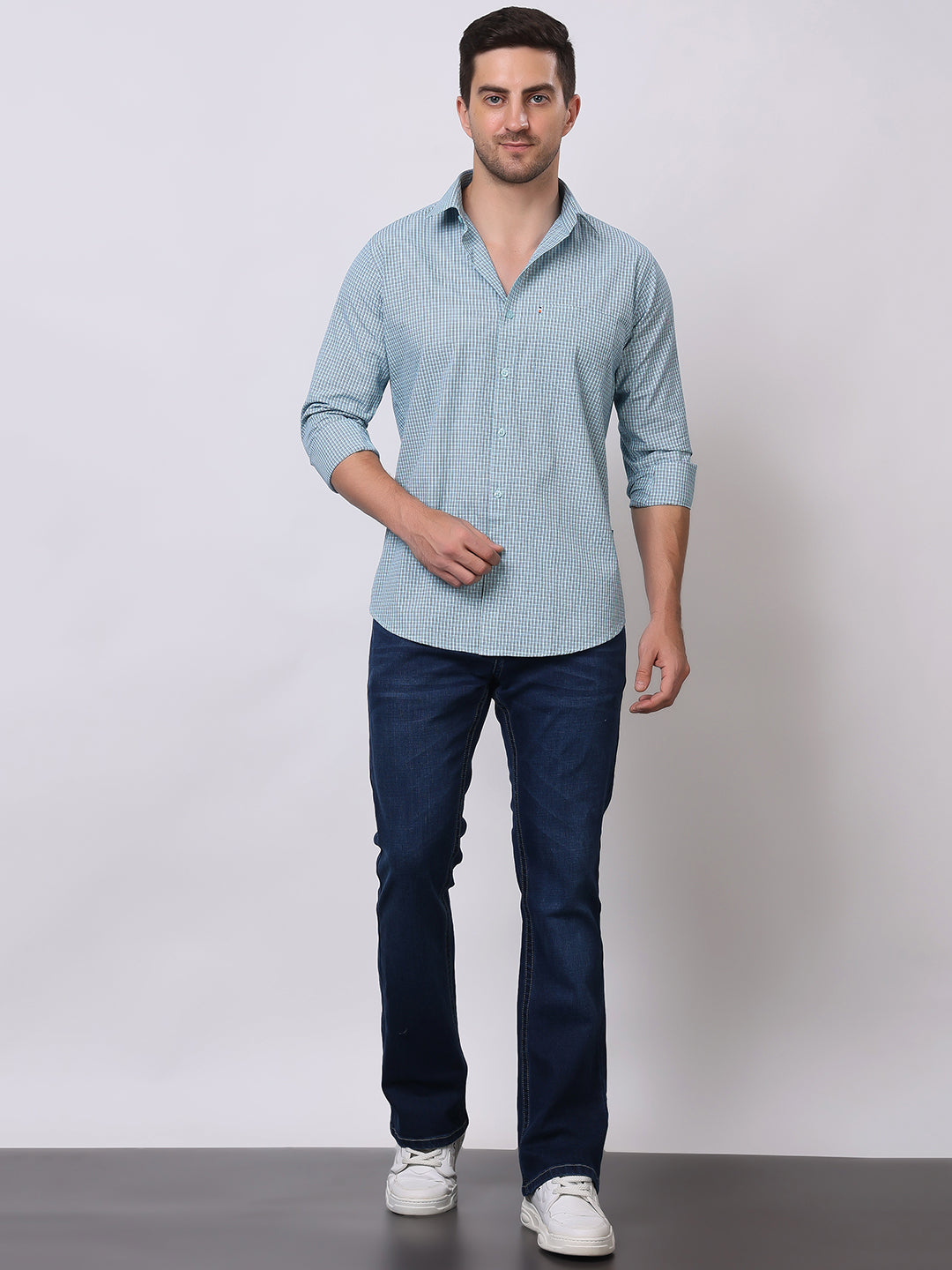 Stylox Men's Full Sleeve Check Casual Shirt – Premium Cotton Blend Regular Fit Checked Shirt for Trendy Everyday & Office Wear