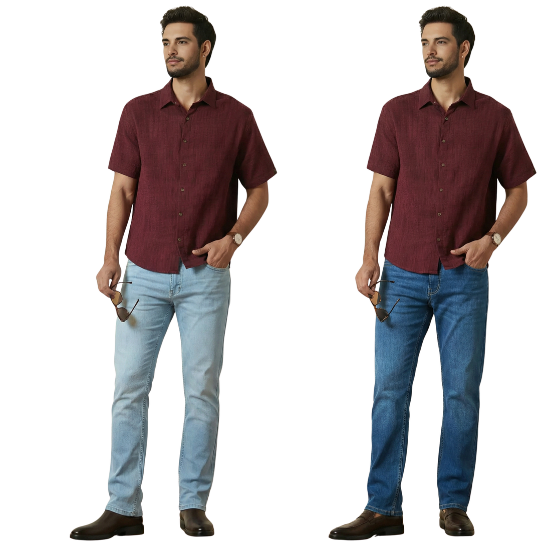 Stylox Straight Fit Denim Jeans – Pack of 2 (Mid Blue &amp; Light Blue)