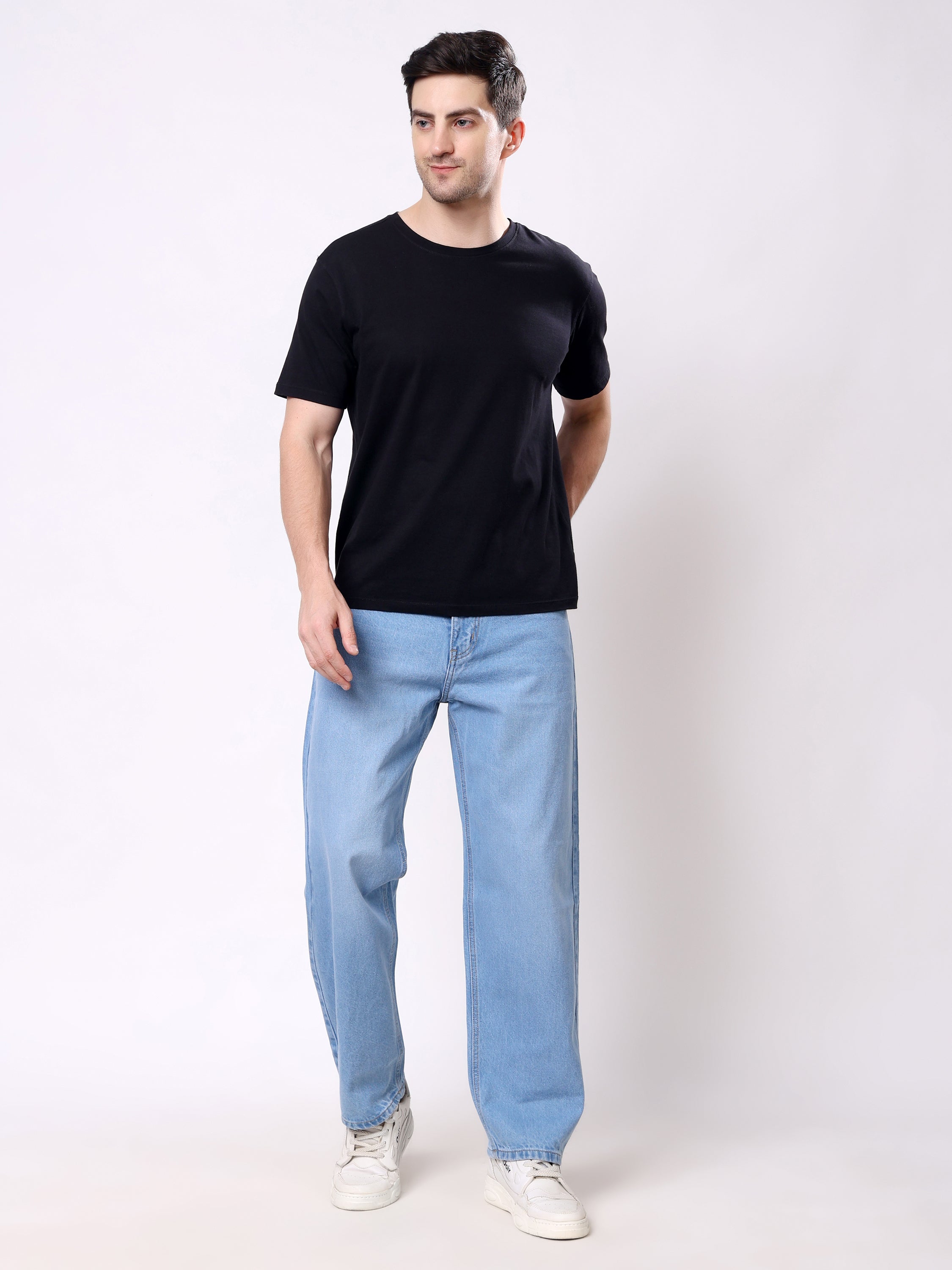 Stylox Men’s Loose Fit Non-Stretch Wide Leg Casual Denim Jeans - Stylox