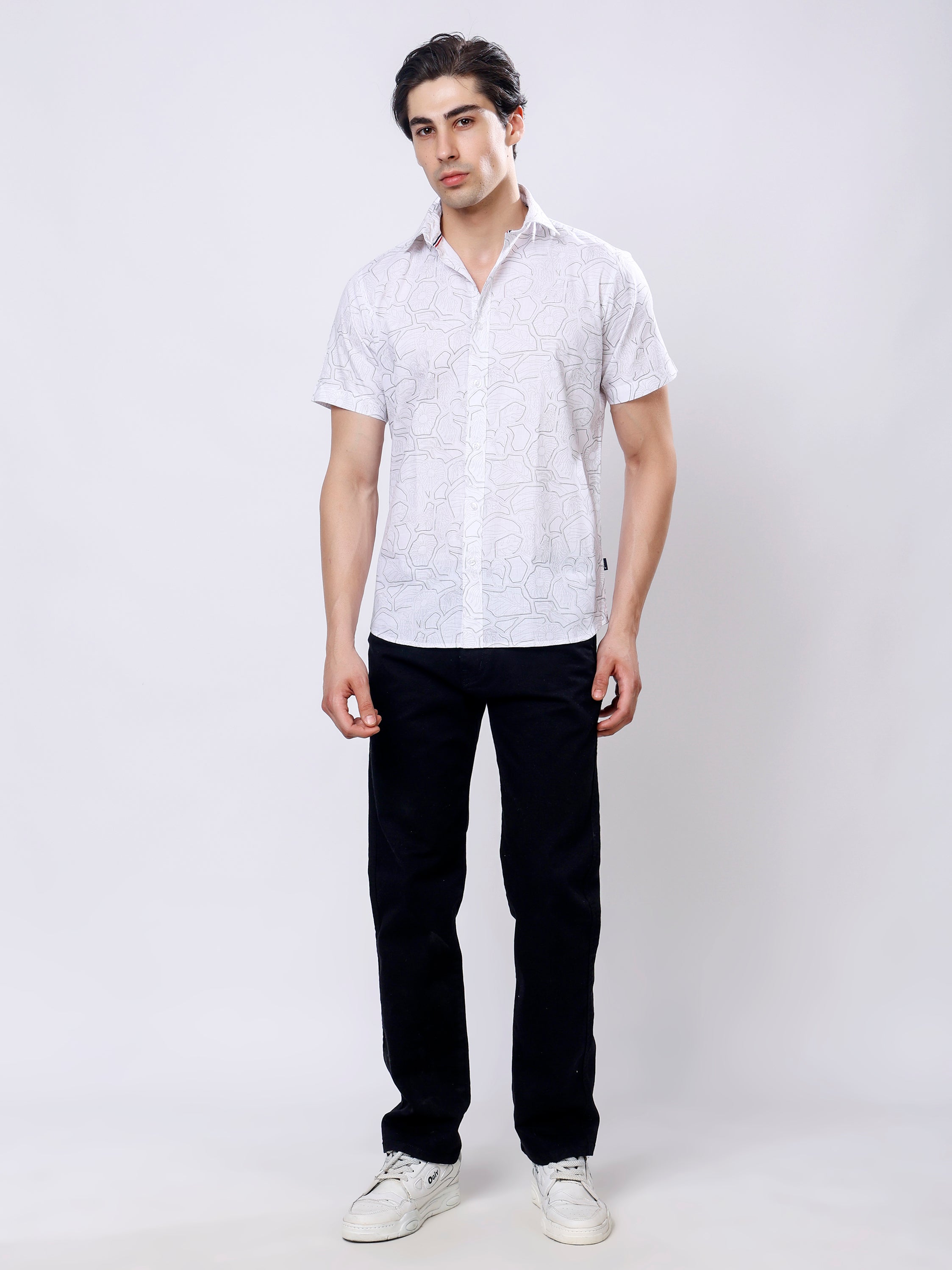 Stylox Men’s Regular Fit Half Sleeve Stylish Abstract Printed Casual Shirt - Stylox