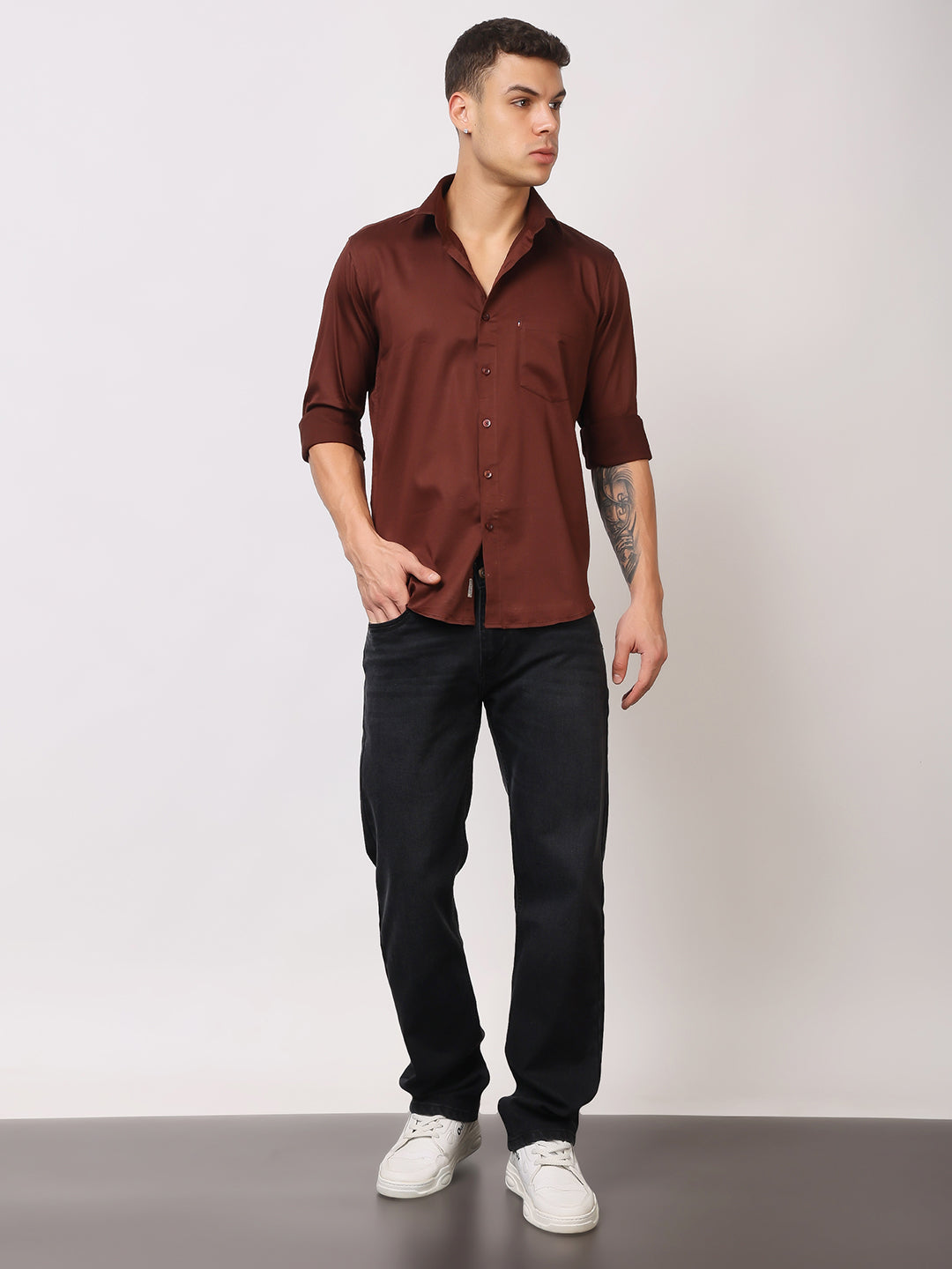 Stylox Men's Full Sleeve Solid Partywear Casual Shirt – Premium Shine Finish Cotton Blend Regular Fit Shirt for Stylish Evening & Occasion Wear - Stylox