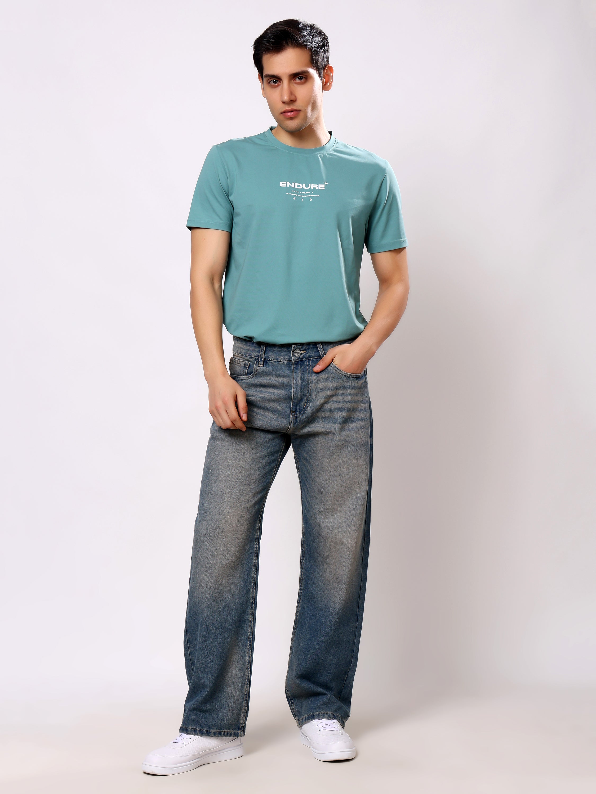 Stylox Baggy Fit Non-Stretch Wide Leg Casual Streetwear Denim Jeans For Men