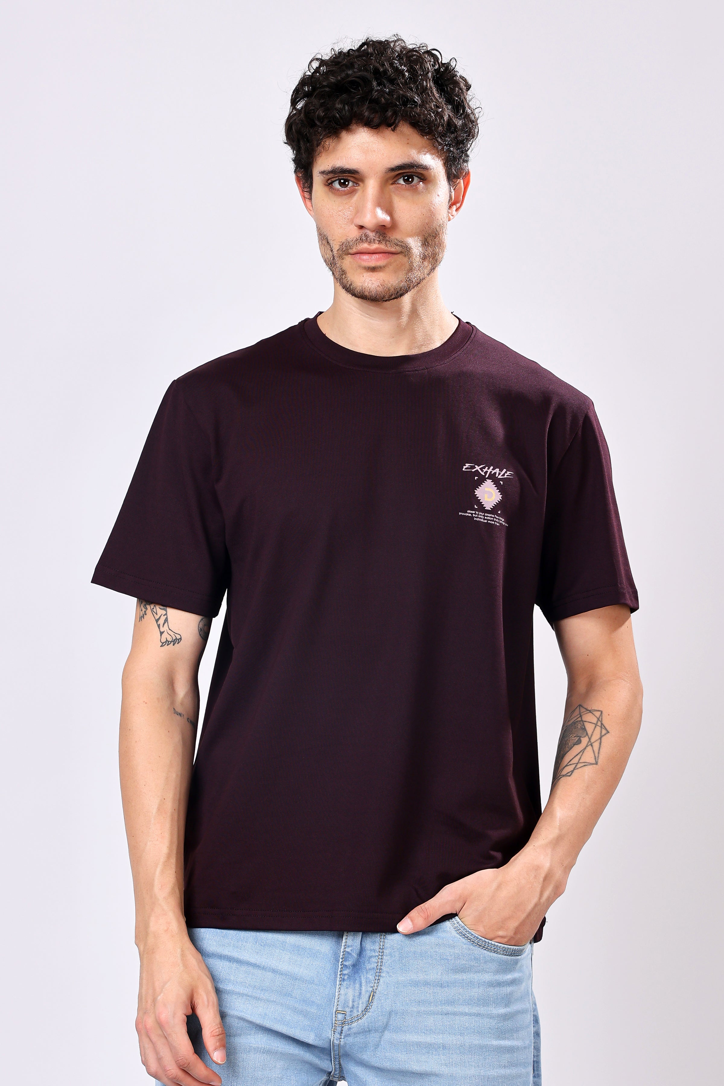 Stylox Men’s Oversized Round Neck Half Sleeve Back Printed T-Shirt | Premium Cotton Loose Fit Graphic Tee for Streetwear - Stylox