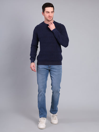 Stylox Men’s Winter Textured Sweater | Full Sleeve Round Neck Knit Pullover | Warm Casual Wear