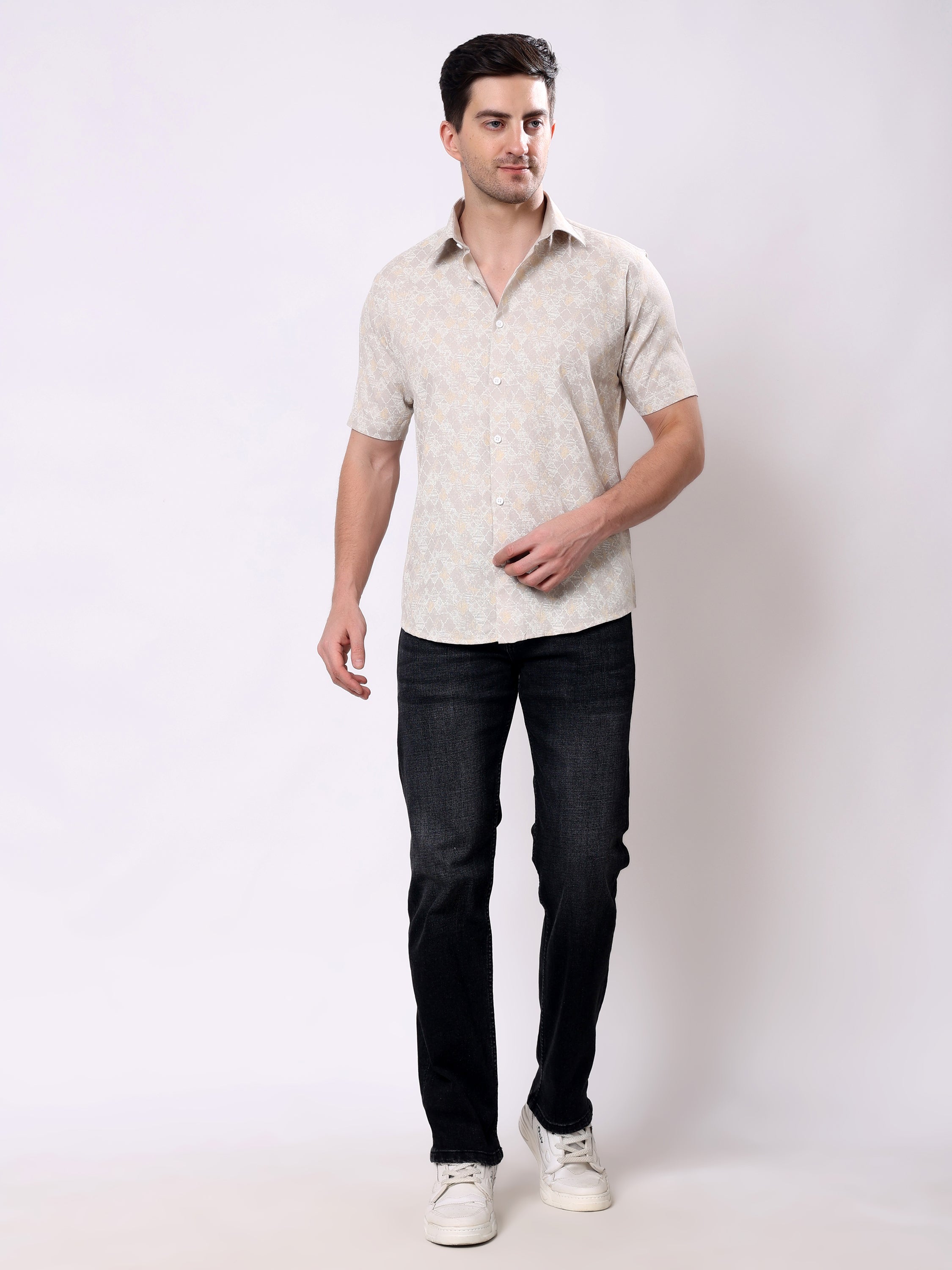 Stylox Men’s Regular Fit Half Sleeve Abstract print Casual Shirt - Stylox