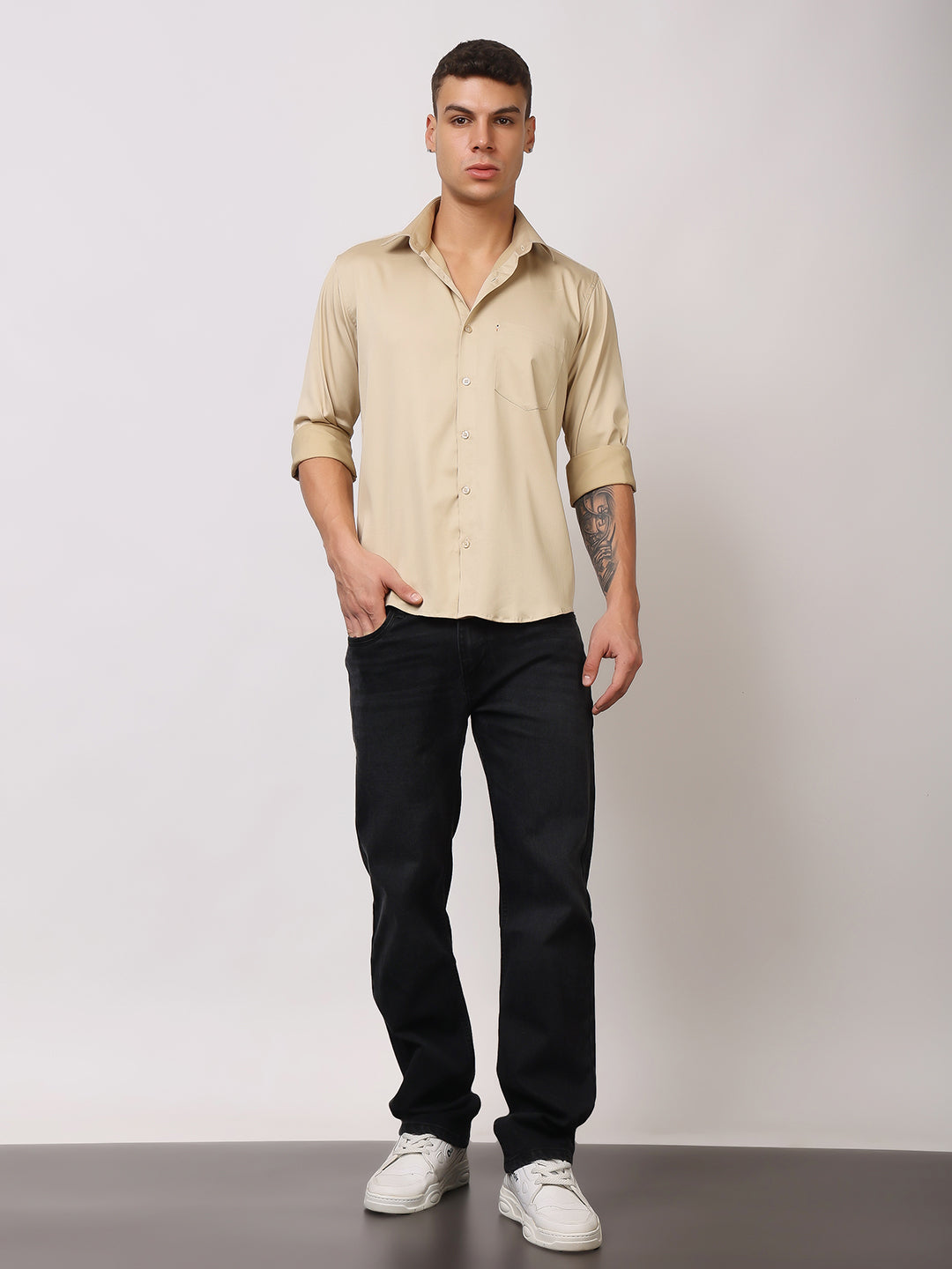 Stylox Men's Full Sleeve Solid Partywear Casual Shirt – Premium Shine Finish Cotton Blend Regular Fit Shirt for Stylish Evening & Occasion Wear - Stylox