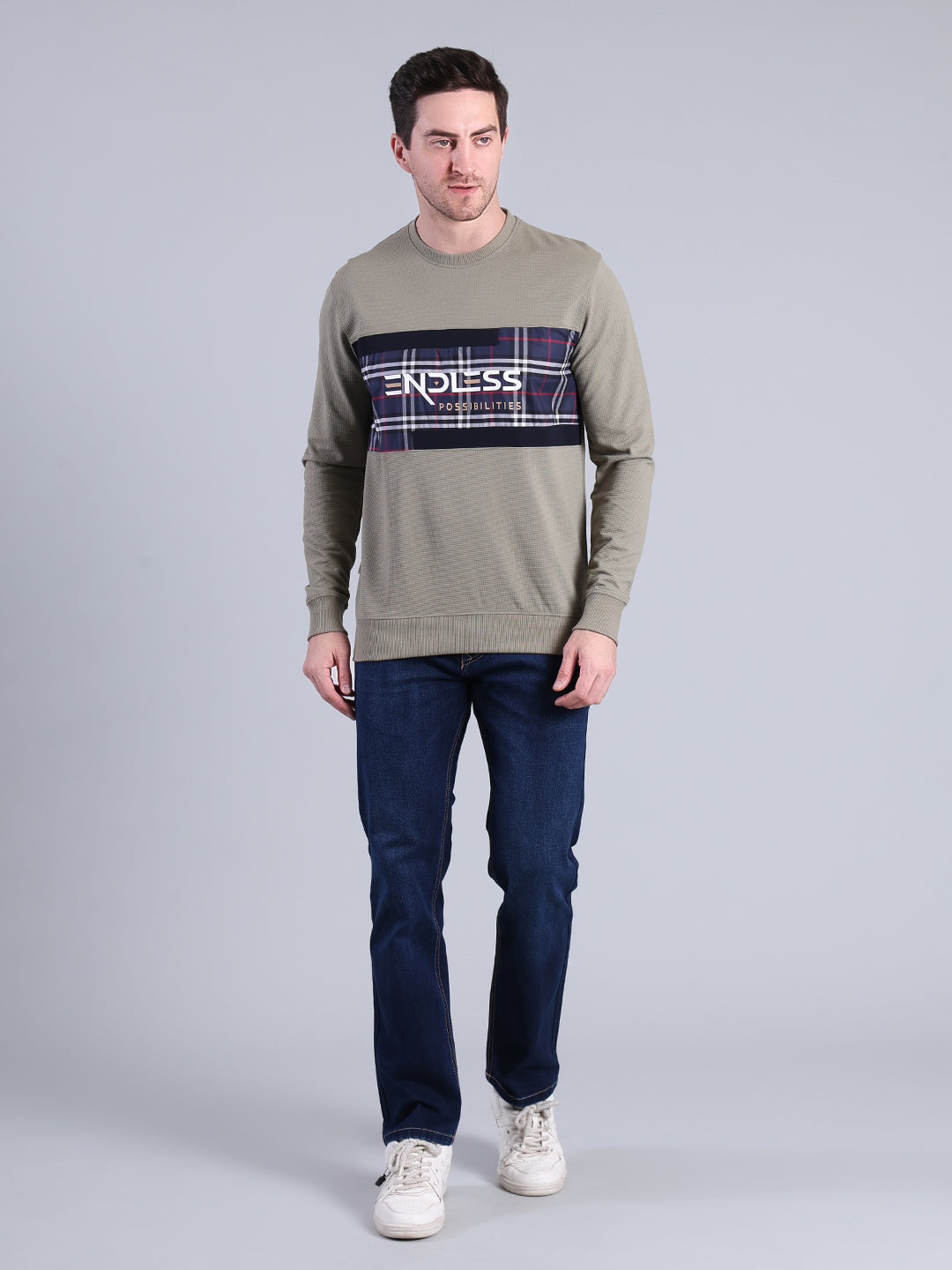 Stylox Men’s Printed Sweatshirt | Crew Neck Sweatshirt with Chest Print | Full Sleeve Casual Winter Wear