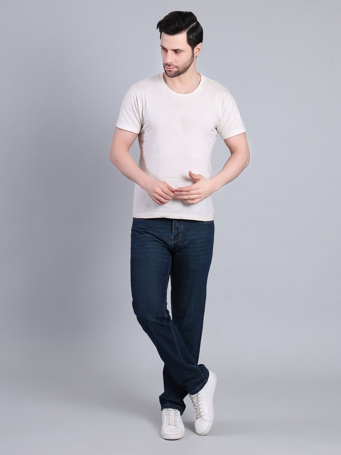 Stylox Men’s Relaxed Fit Mid-Rise Denim Jeans (Greenish Blue)