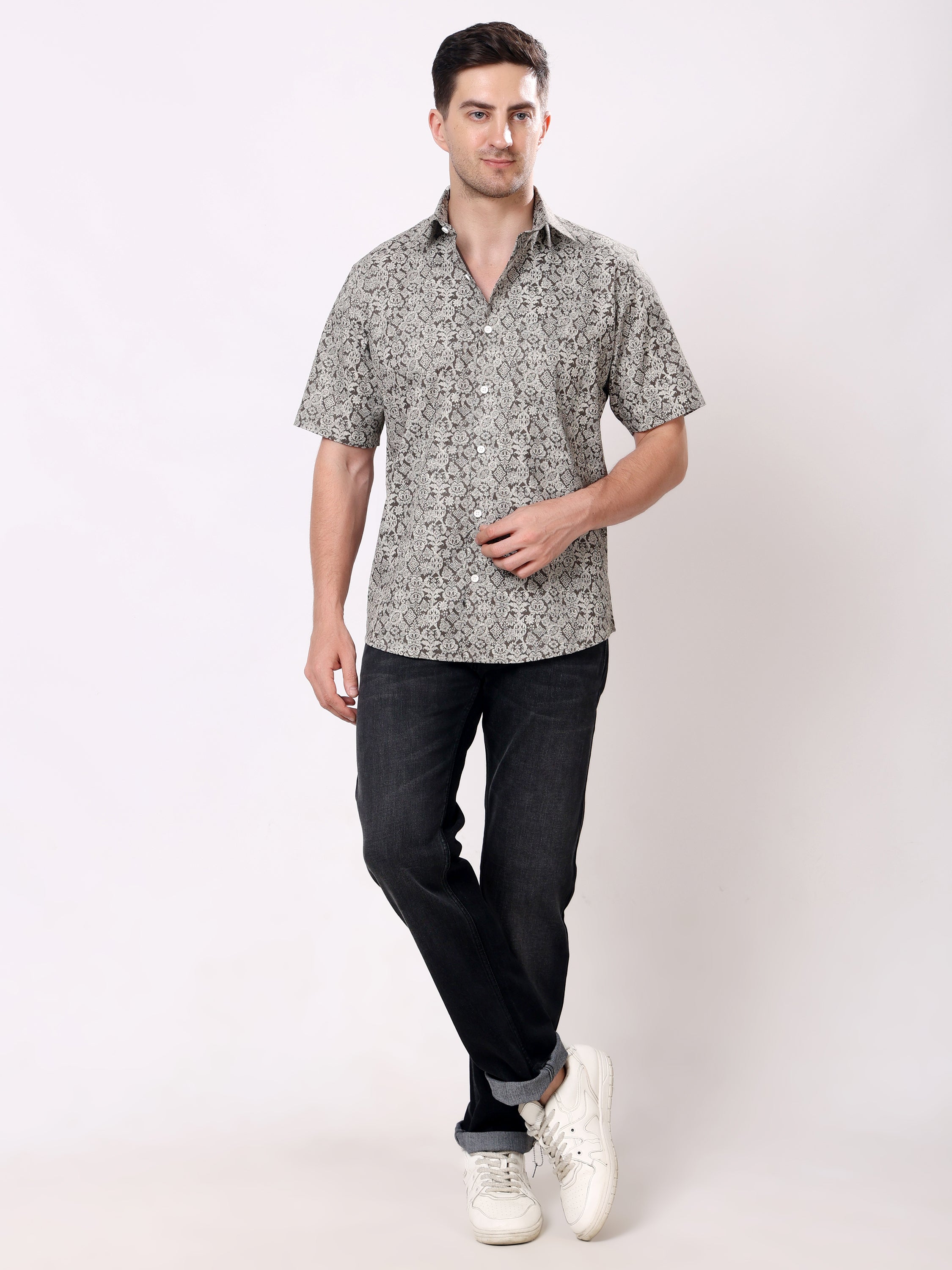 Stylox Men’s Regular Fit Half Sleeve Floral Printed Casual Stylish Summer Shirt - Stylox