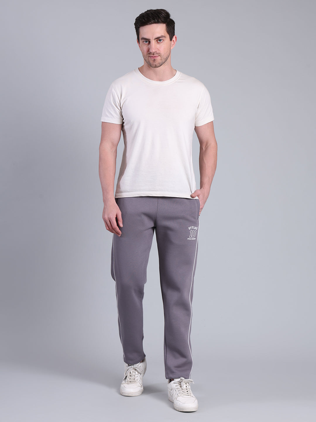 Stylox Men’s Solid Trackpant with Side Piping (Grey) - Stylox