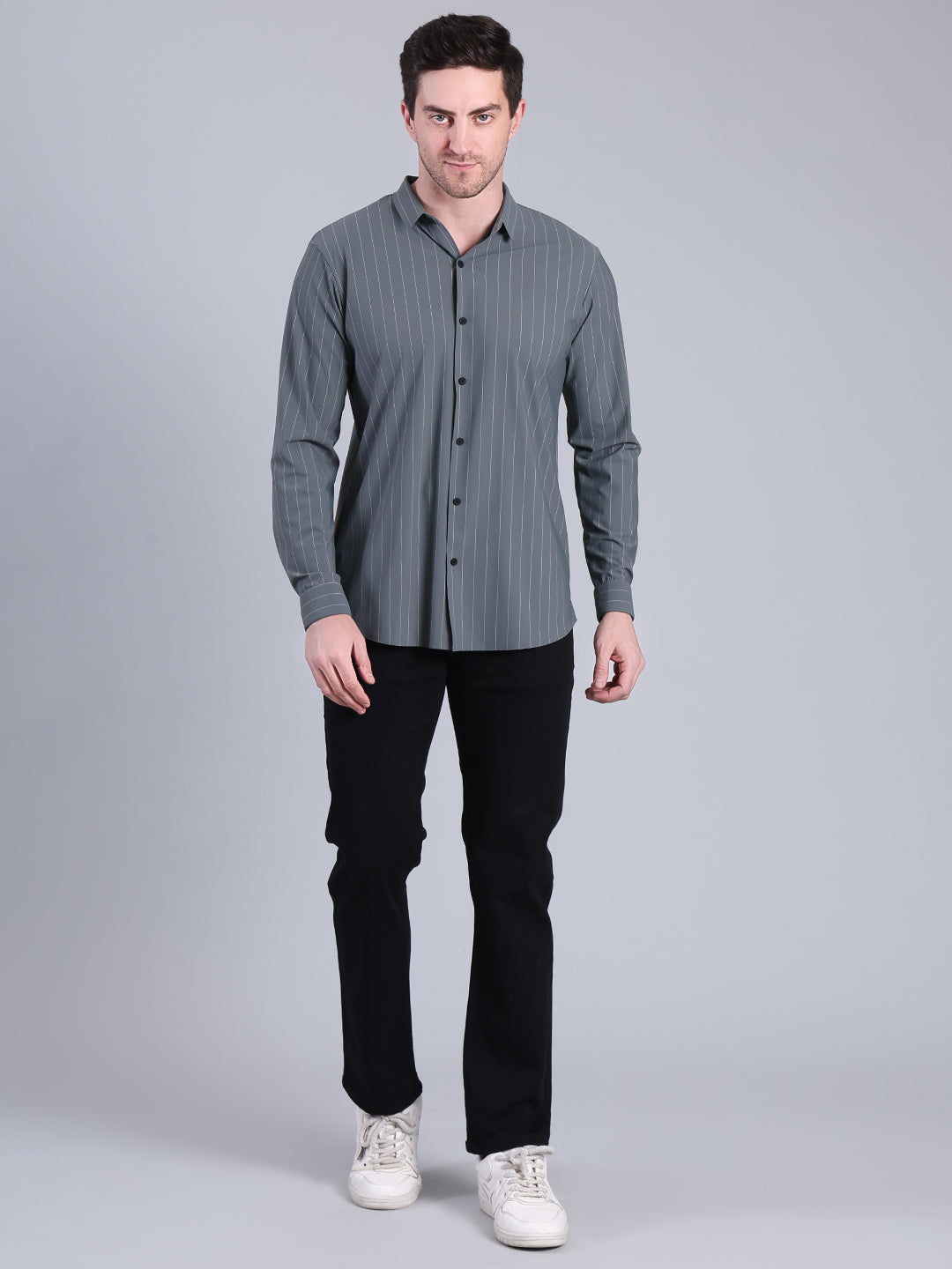 Stylox Men’s Striped Partywear Shirt | Slim Fit Full Sleeve Formal-Casual Shirt For Men