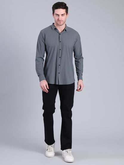 Stylox Men’s Striped Partywear Shirt | Slim Fit Full Sleeve Formal-Casual Shirt For Men