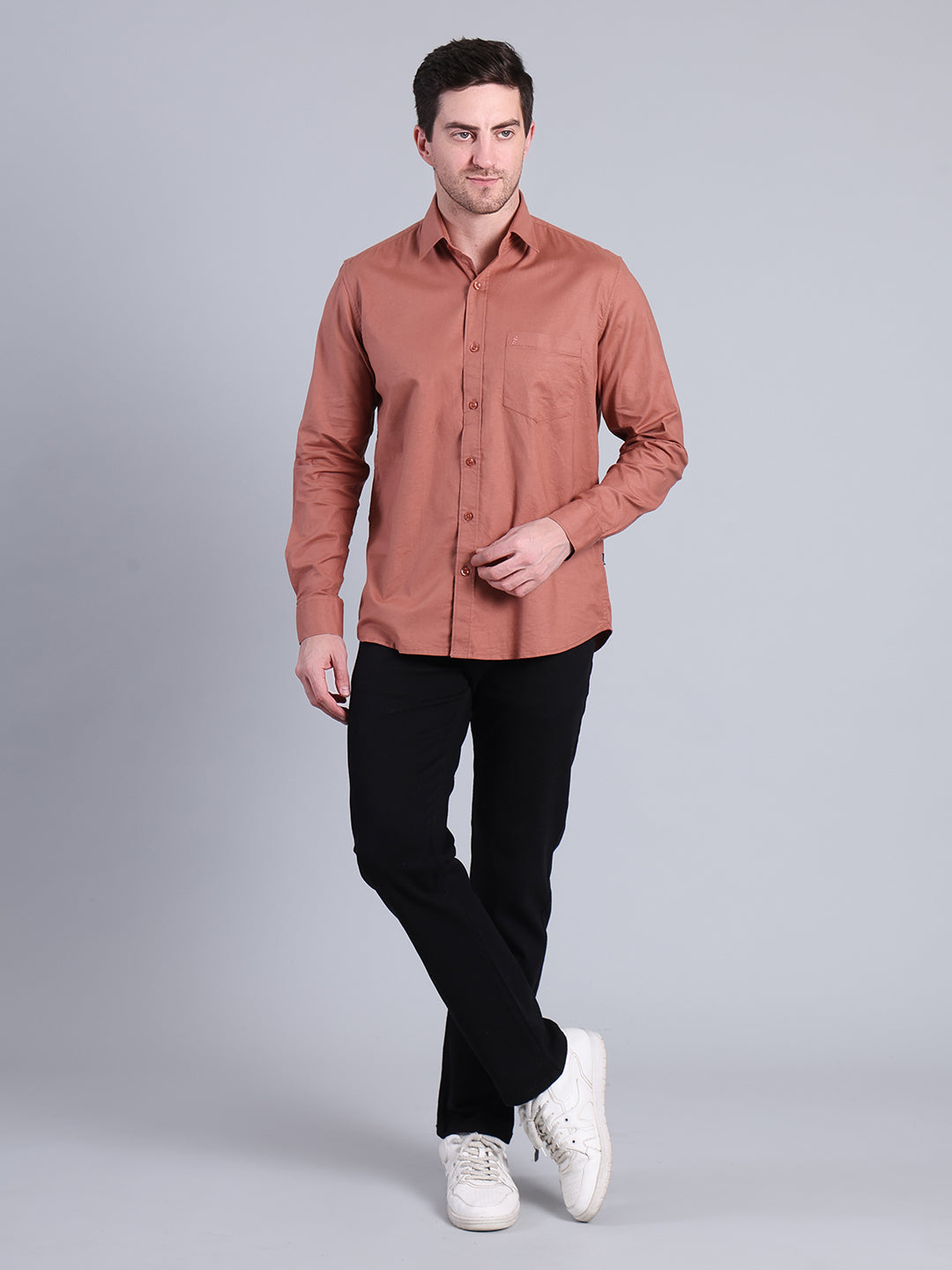 Stylox Men’s Solid Casual Shirt | Full Sleeve Regular Fit Shirt for Everyday Wear