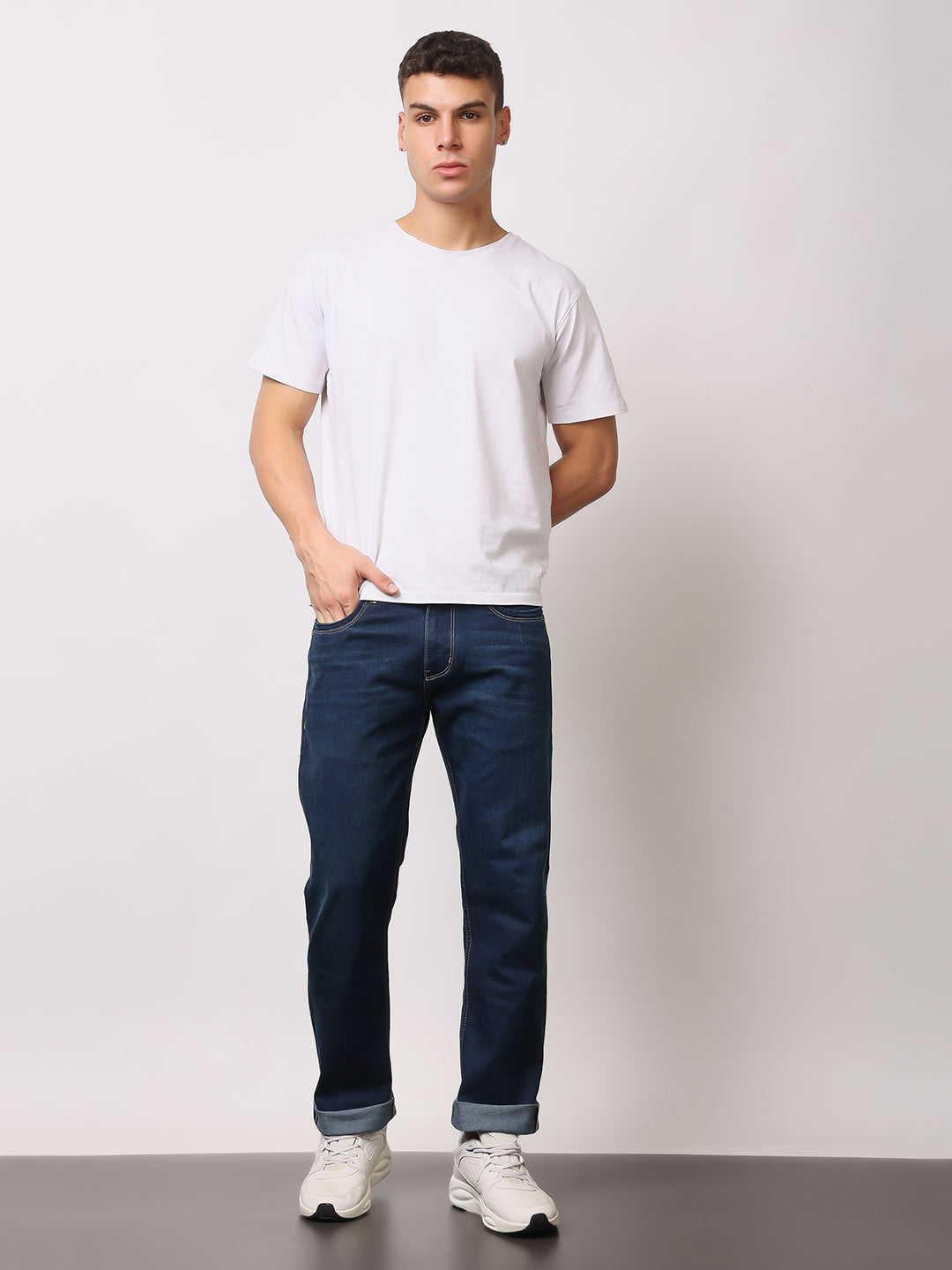 Stylox Men’s Comfort Fit Mid-Rise Solid Premium Stretchable Denim Jeans - Stylox