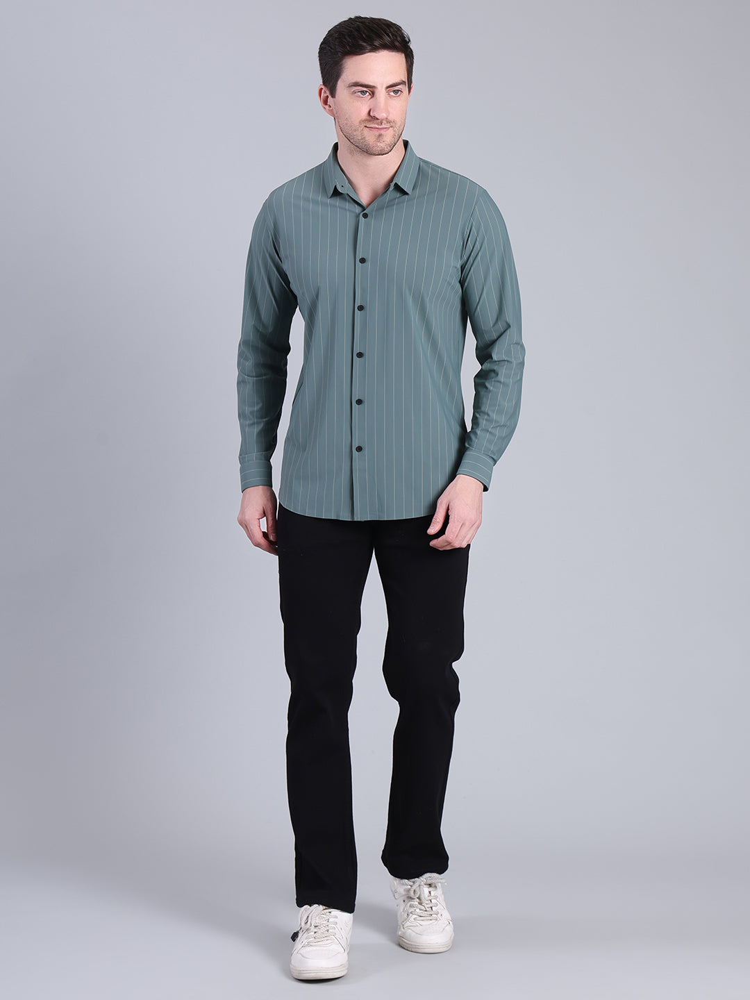 Stylox Men’s Striped Partywear Shirt | Slim Fit Full Sleeve Formal-Casual Shirt For Men