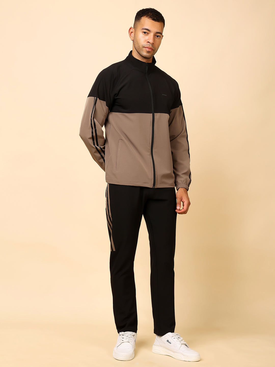 Stylox Men’s Tracksuit – Stylish Full Set for Sports, Gym &amp; Casual Wear (Sand)