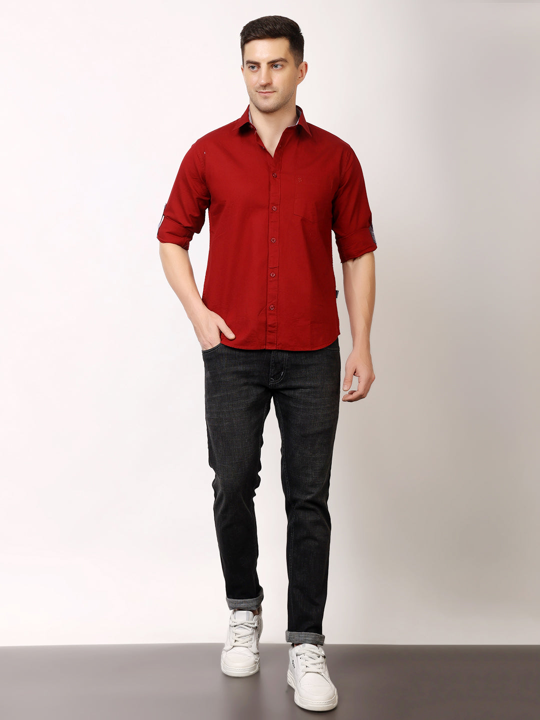 Stylox Men’s Regular Fit Oxford Full Sleeve Solid Shirt | Premium Cotton Blend Casual & Formal Wear - Stylox