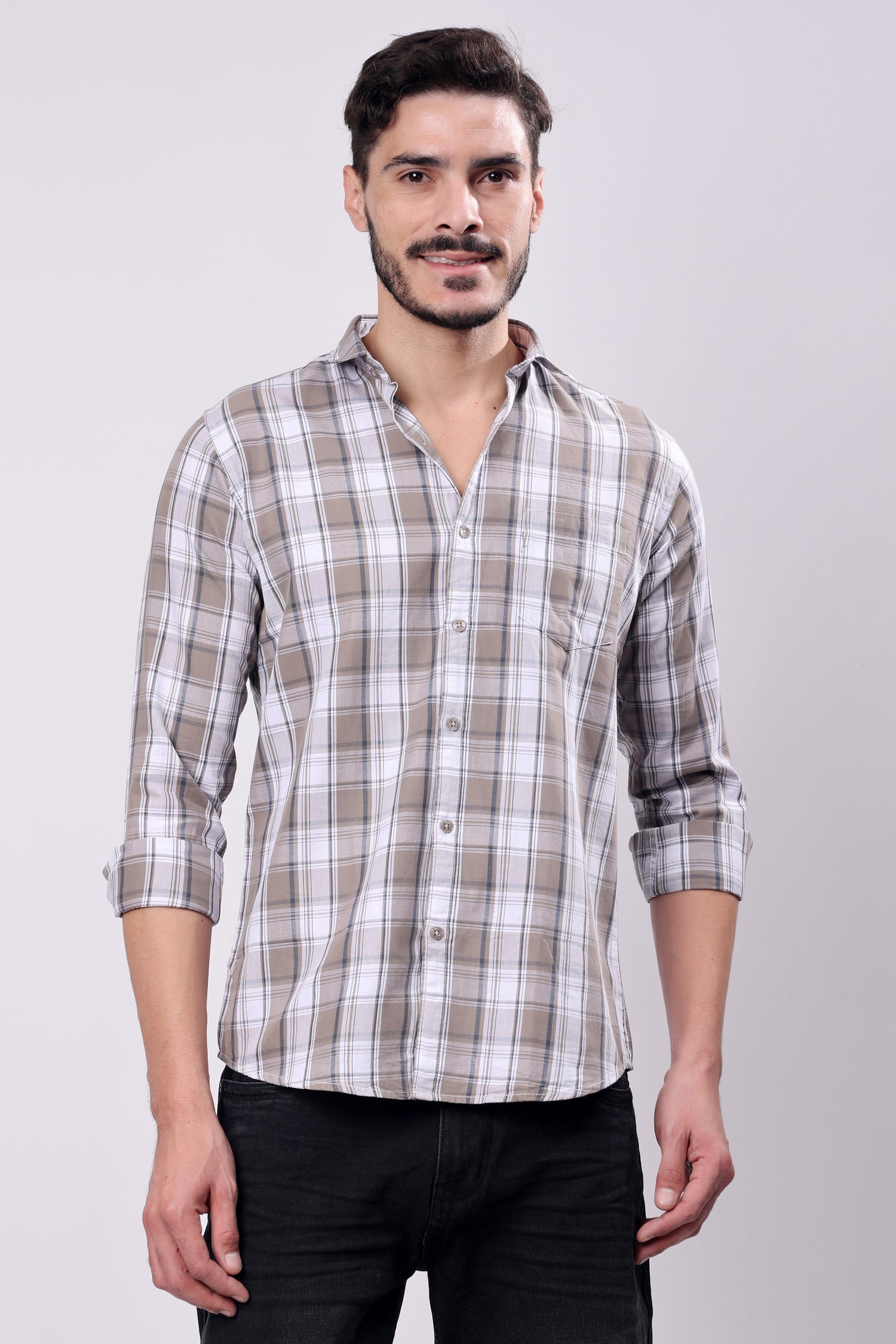 Stylox Men Slim Fit Checkered Casual Shirt1