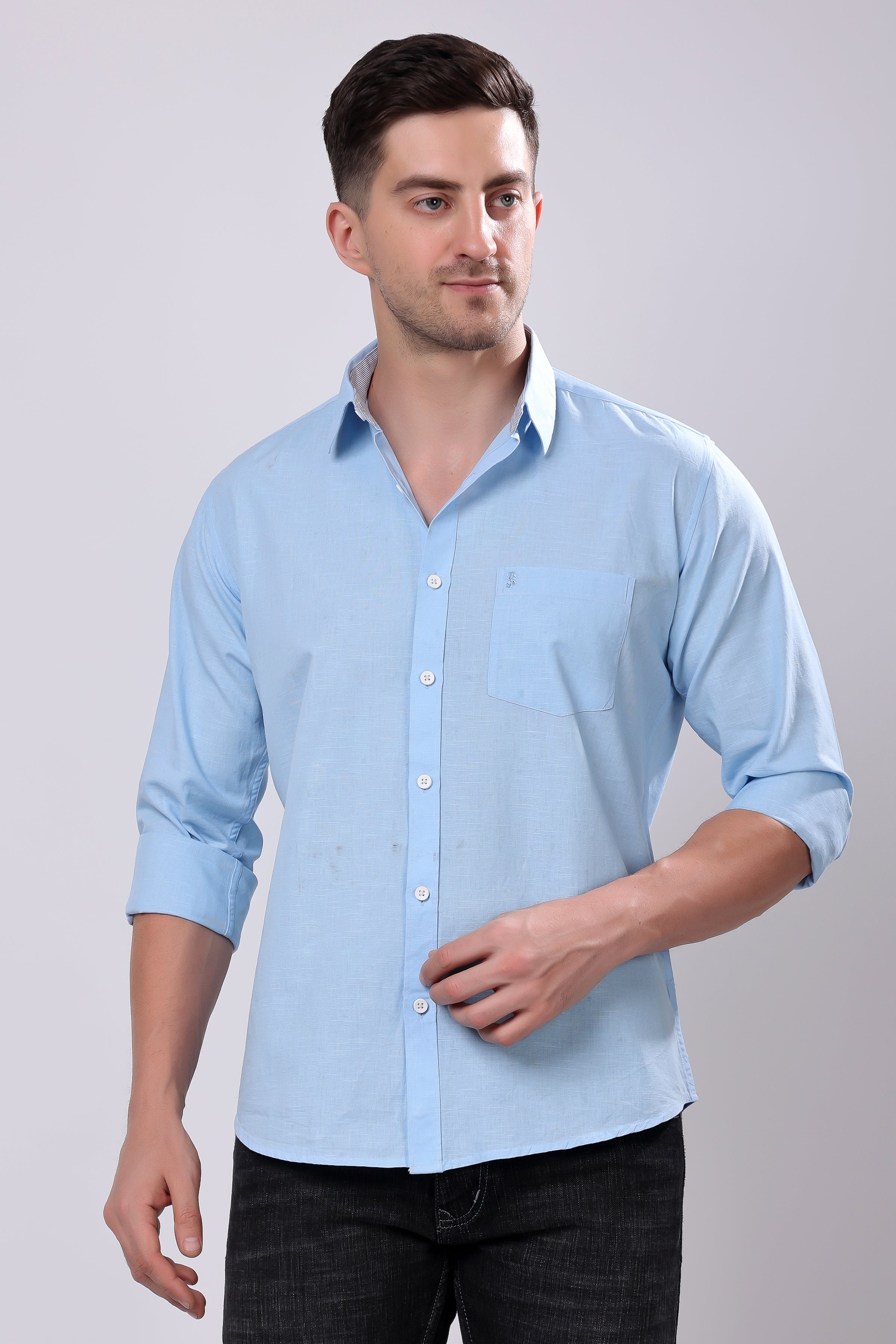 Stylox Men's Full Sleeve Solid Casual Shirt – Premium Cotton Blend Regular Fit Shirt for Everyday Comfort & Style