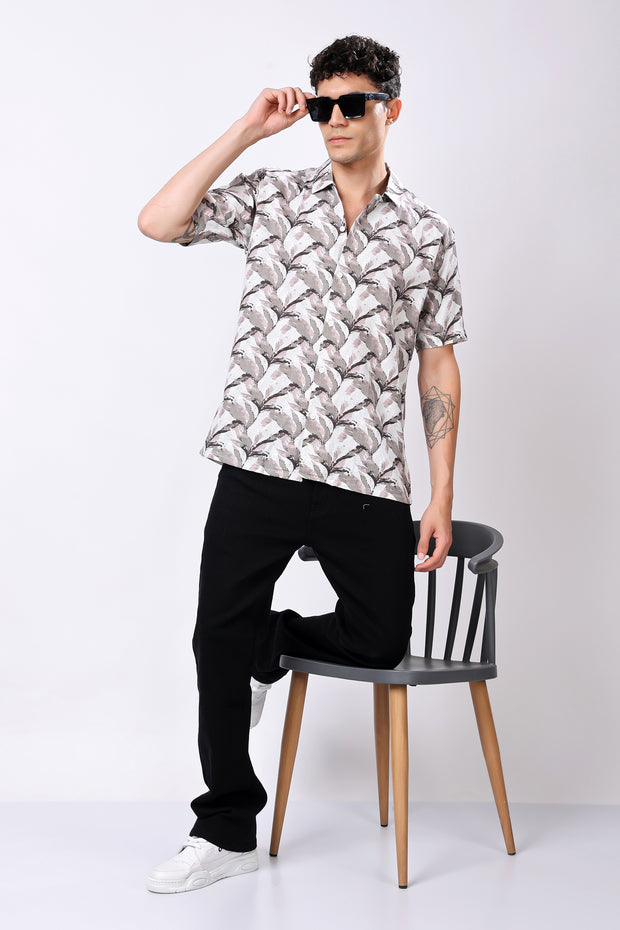 Stylox Half Sleeve Leaf Print Casual Shirt