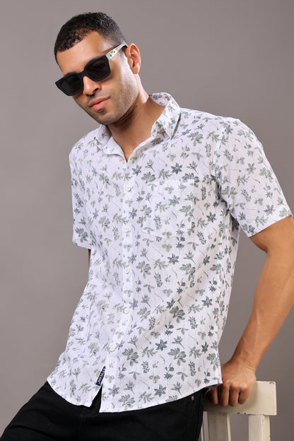 Stylox Half Sleeve Leaf Print Casual Shirt