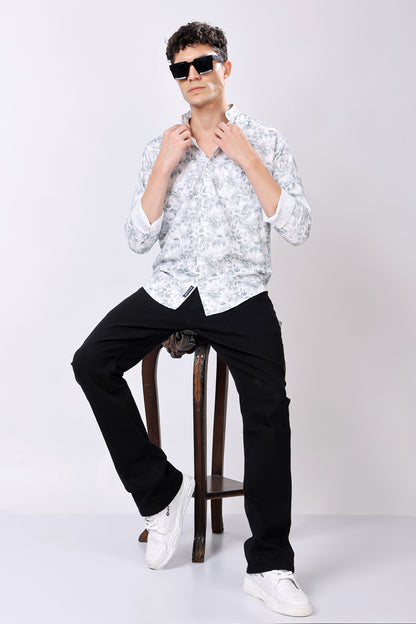 STYLOX FULL SLEEVE LEAF PRINT CASUAL SHIRT