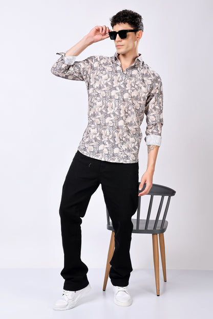 STYLOX Leaf Print Casual Full Sleeve Shirt