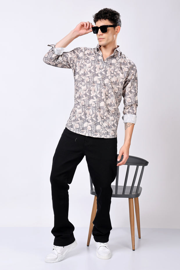 STYLOX Leaf Print Casual Full Sleeve Shirt