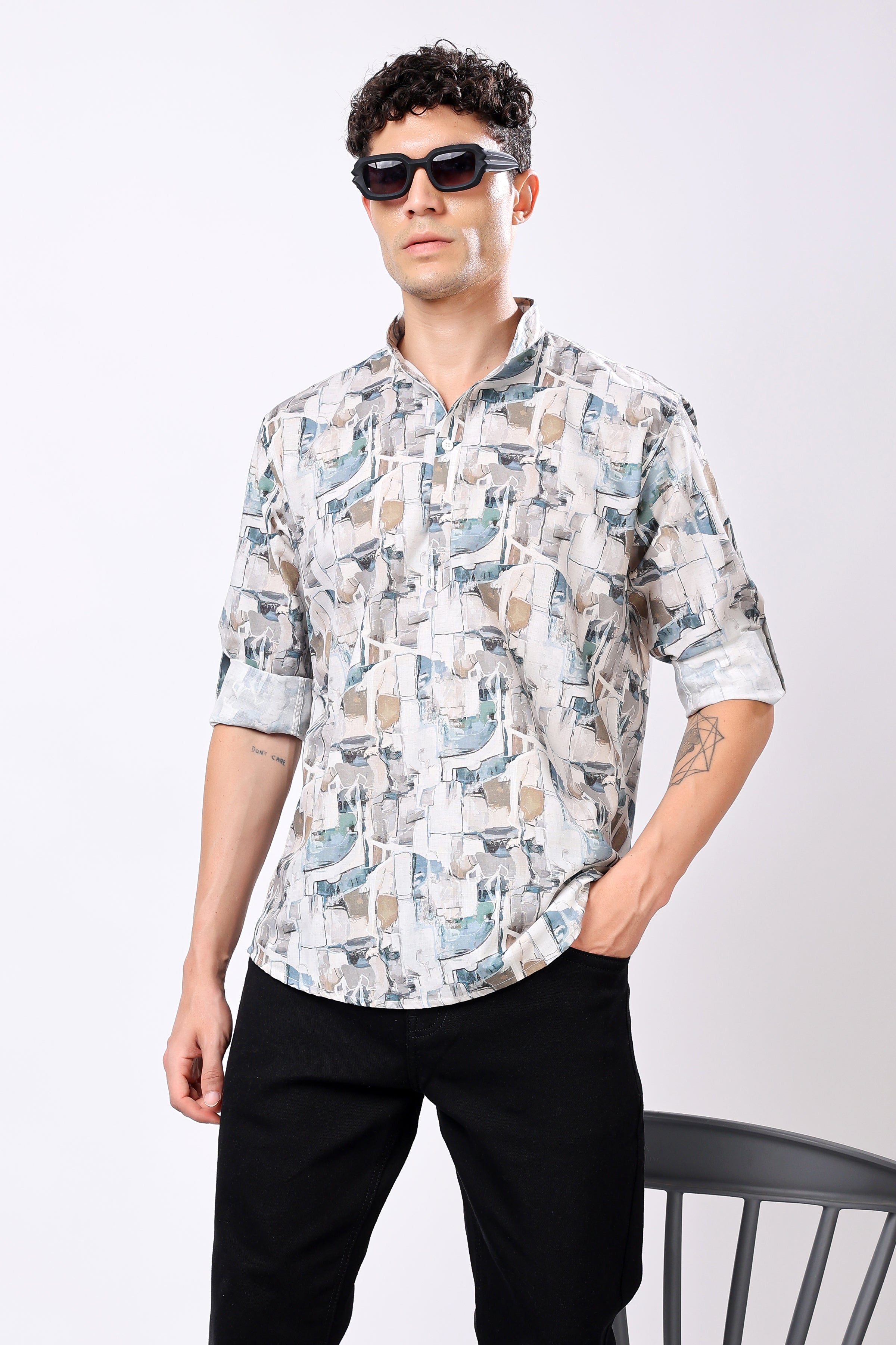 Stylox Printed Full Sleeve Casual Kurta For Men