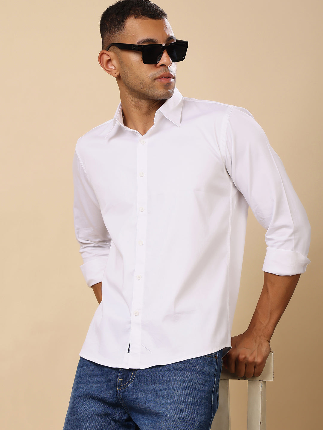 Stylox Men’s Satin Lycra Full Sleeve Solid Shirt – Classic Elegance with Modern Comfort