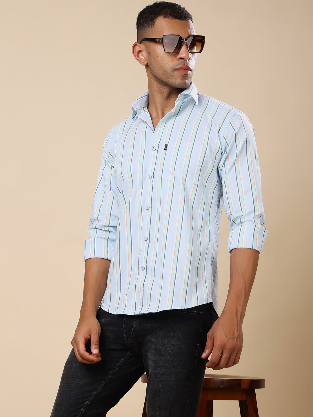 Stylox Men’s Striped Full Sleeve Regular Fit Shirt – Effortless Style with a Classic Touch