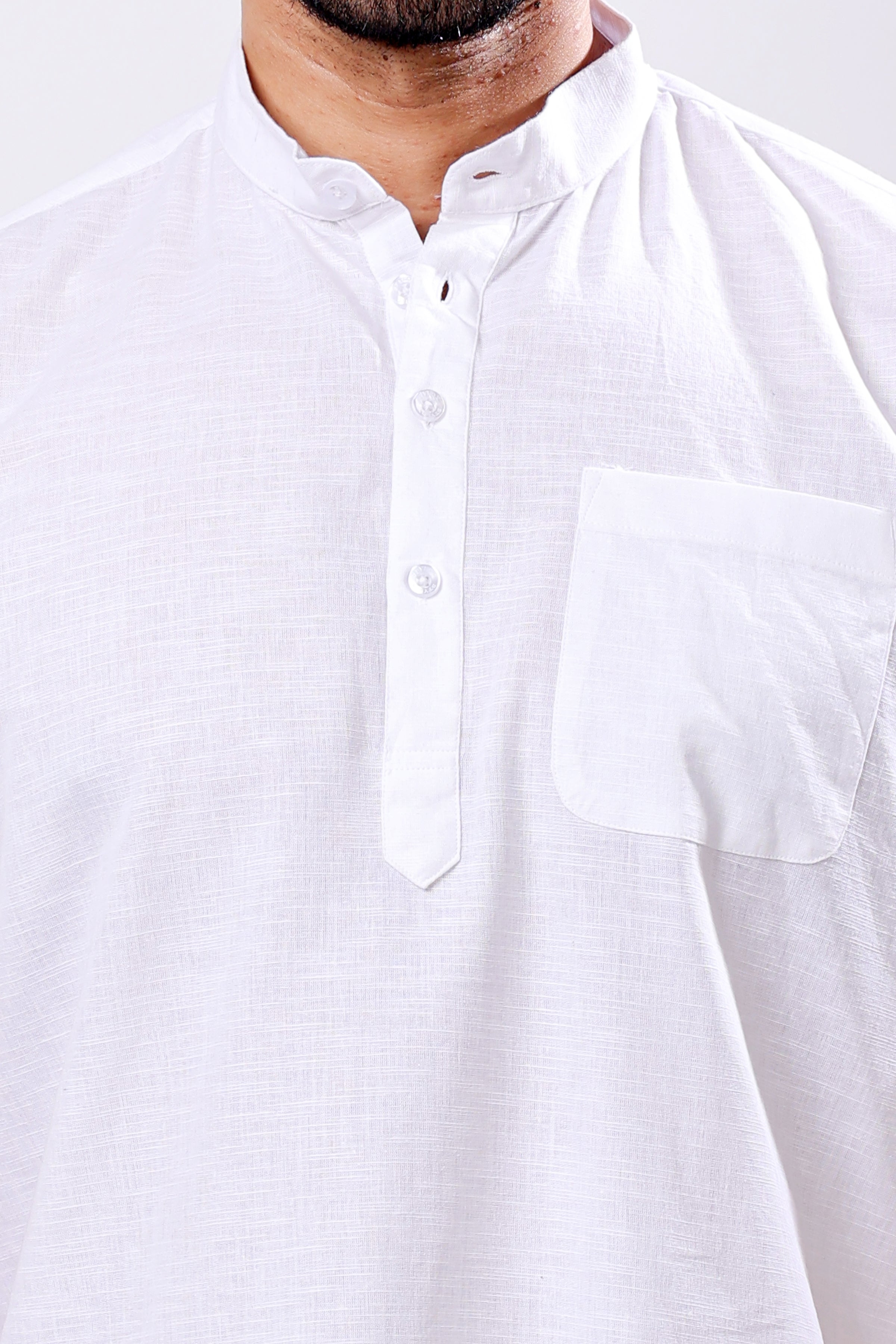 Stylox Men's Half Sleeve Solid Kurta (White) - Stylox