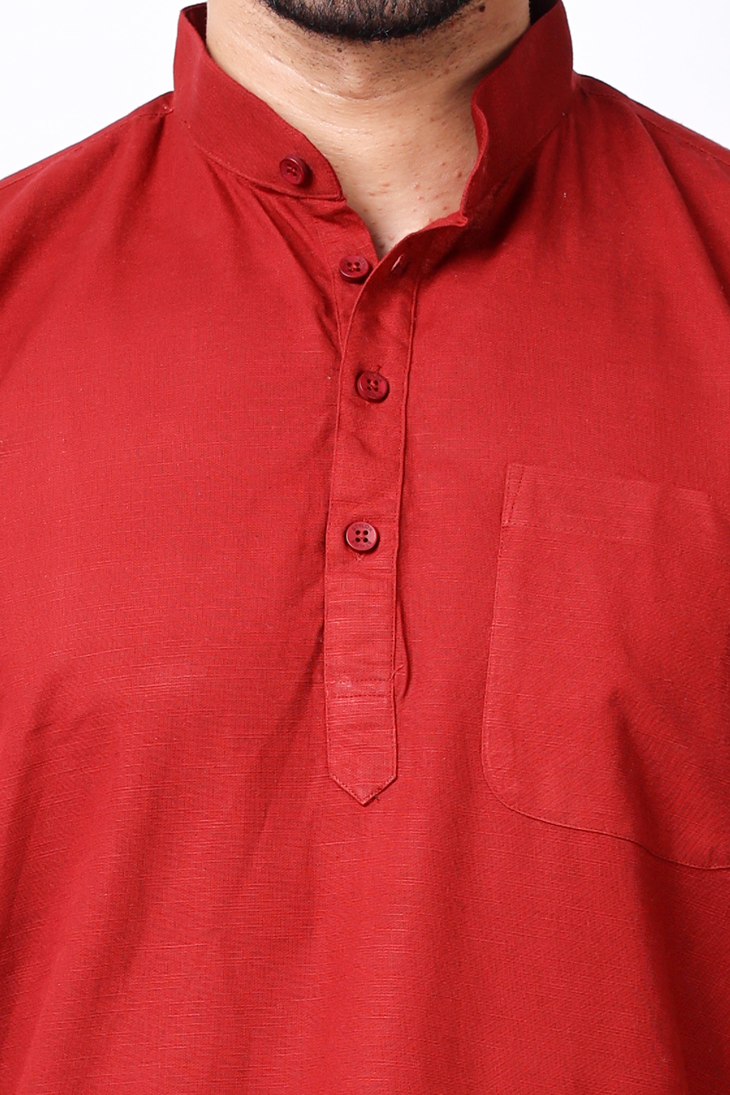 Stylox Men's Half Sleeve Solid Kurta (Red)
