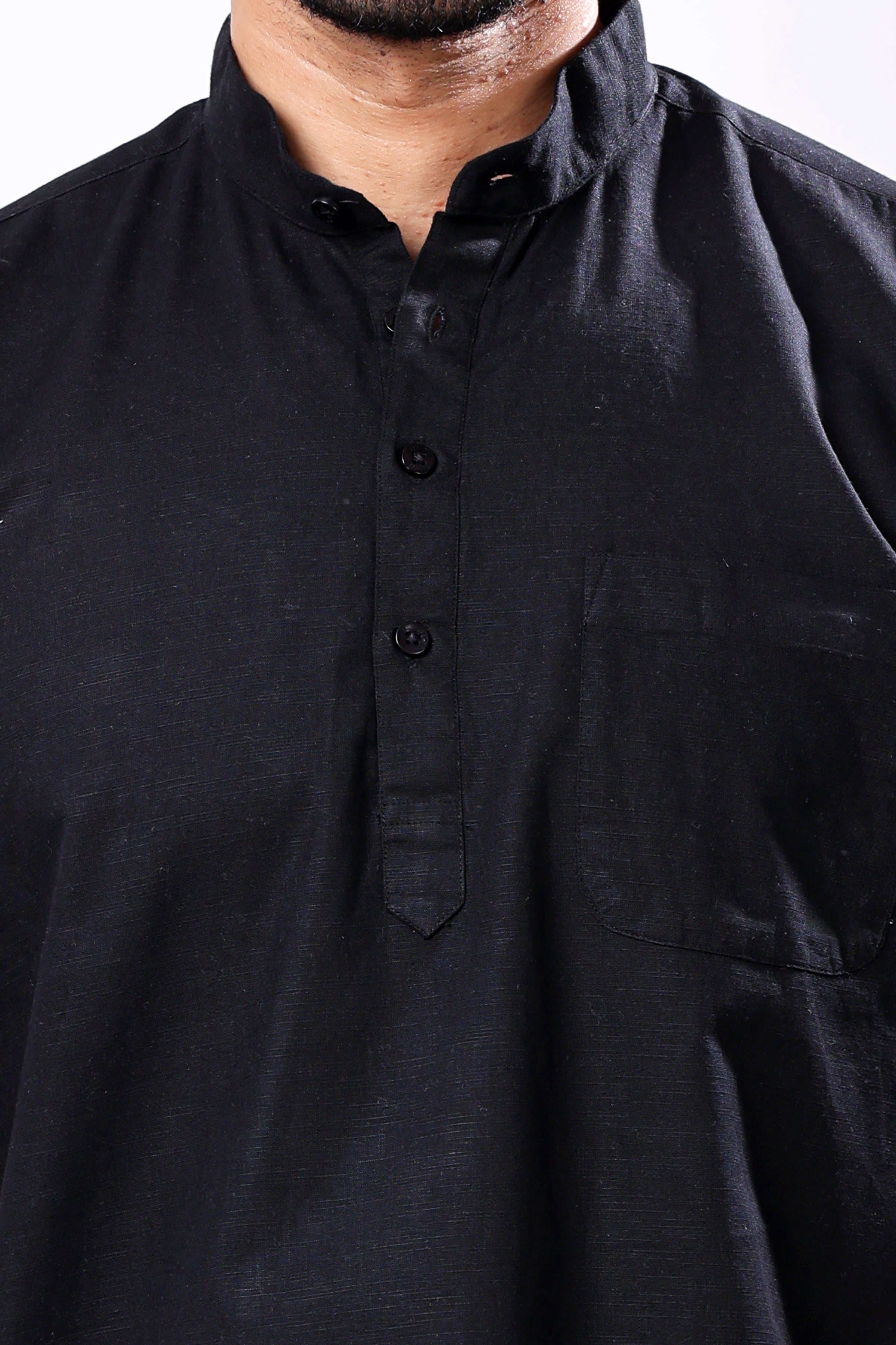 Stylox Men's Half Sleeve Solid Kurta (Black)
