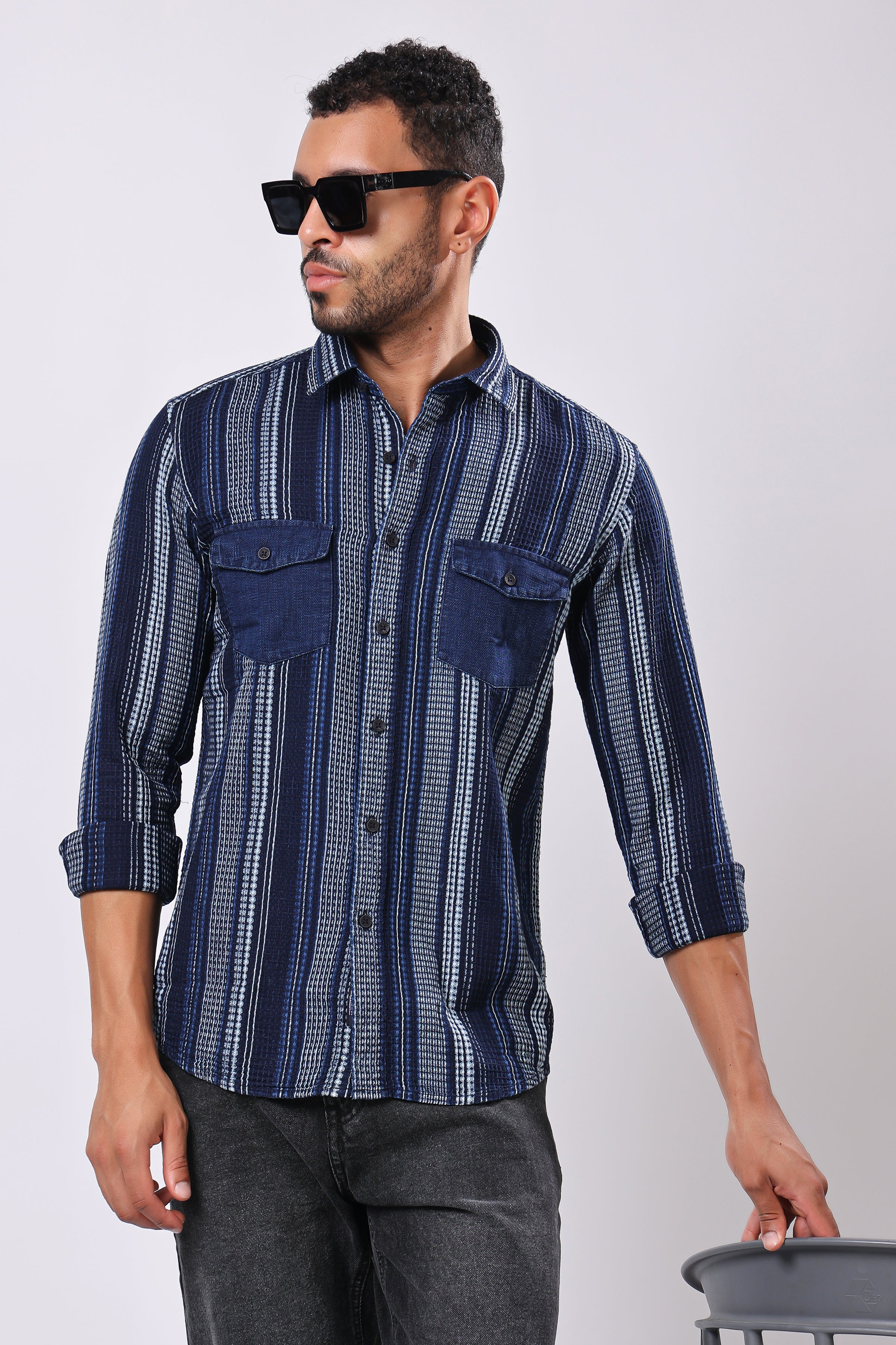 Stylox Men's Full Sleeve Striped Casual Shirt – Premium Cotton Blend Regular Fit Shirt with Classic Vertical Stripes for Smart Everyday Wear - Stylox