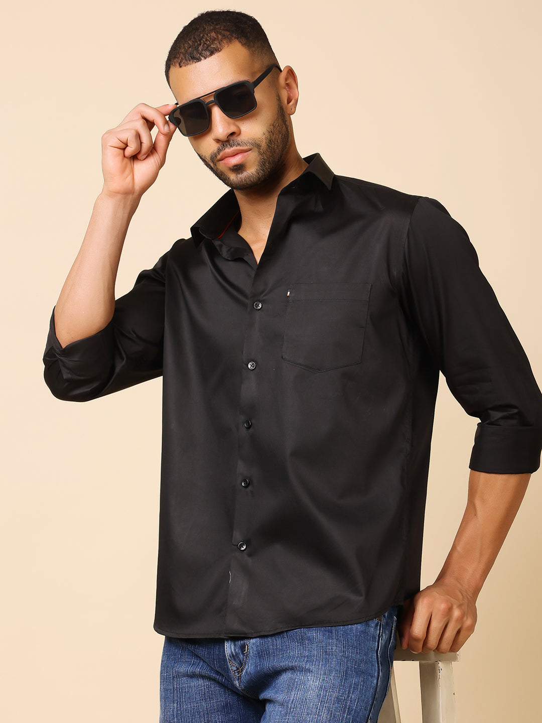 Stylox Men’s Slim Fit Satin Shirt | Premium Solid Formal Shirt for Office & Party Wear | Full Sleeve Smooth Finish Shirt - Stylox