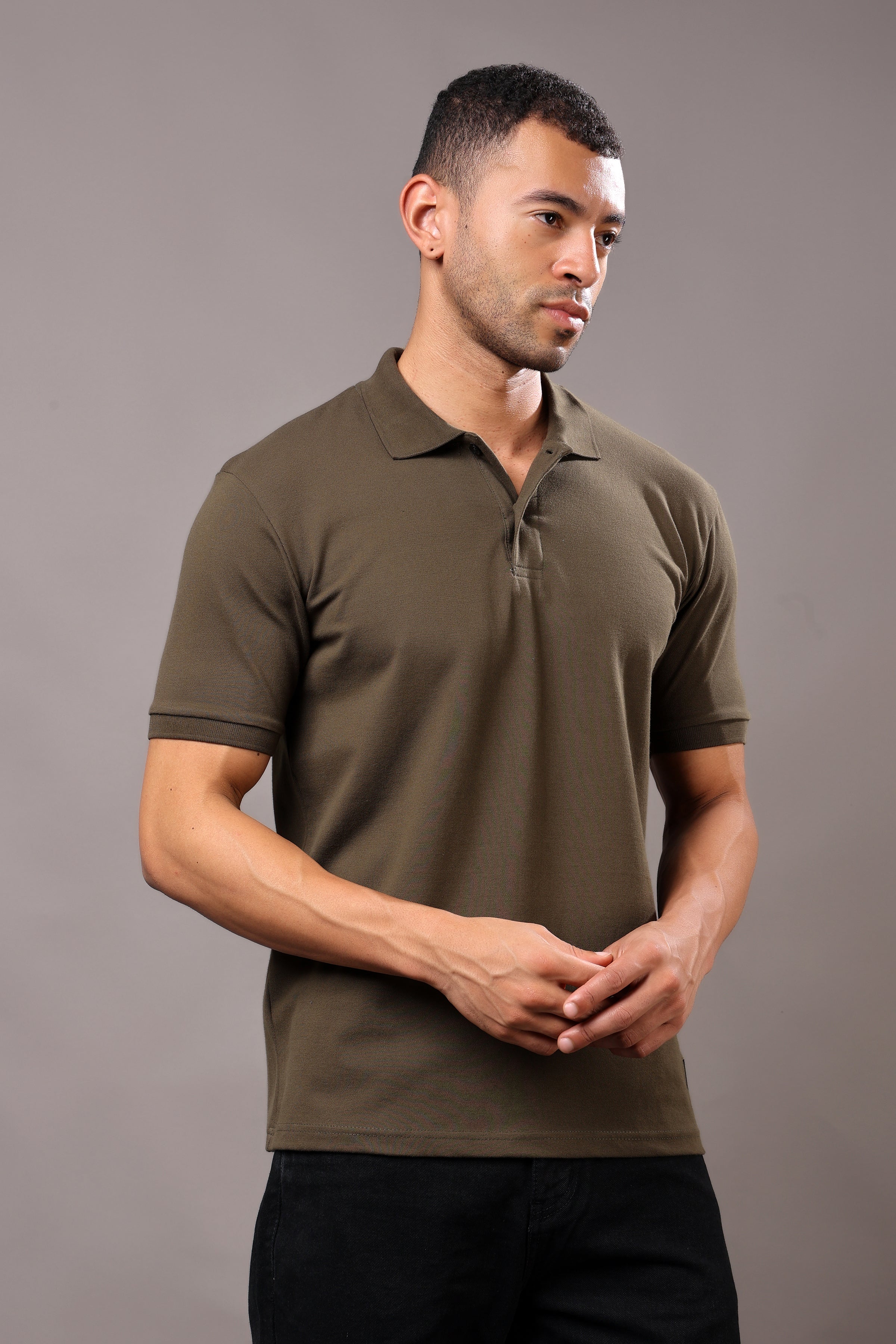 Stylox Men’s Polo Collar Solid T-Shirt - Soft, Breathable &amp; Everyday Wear
